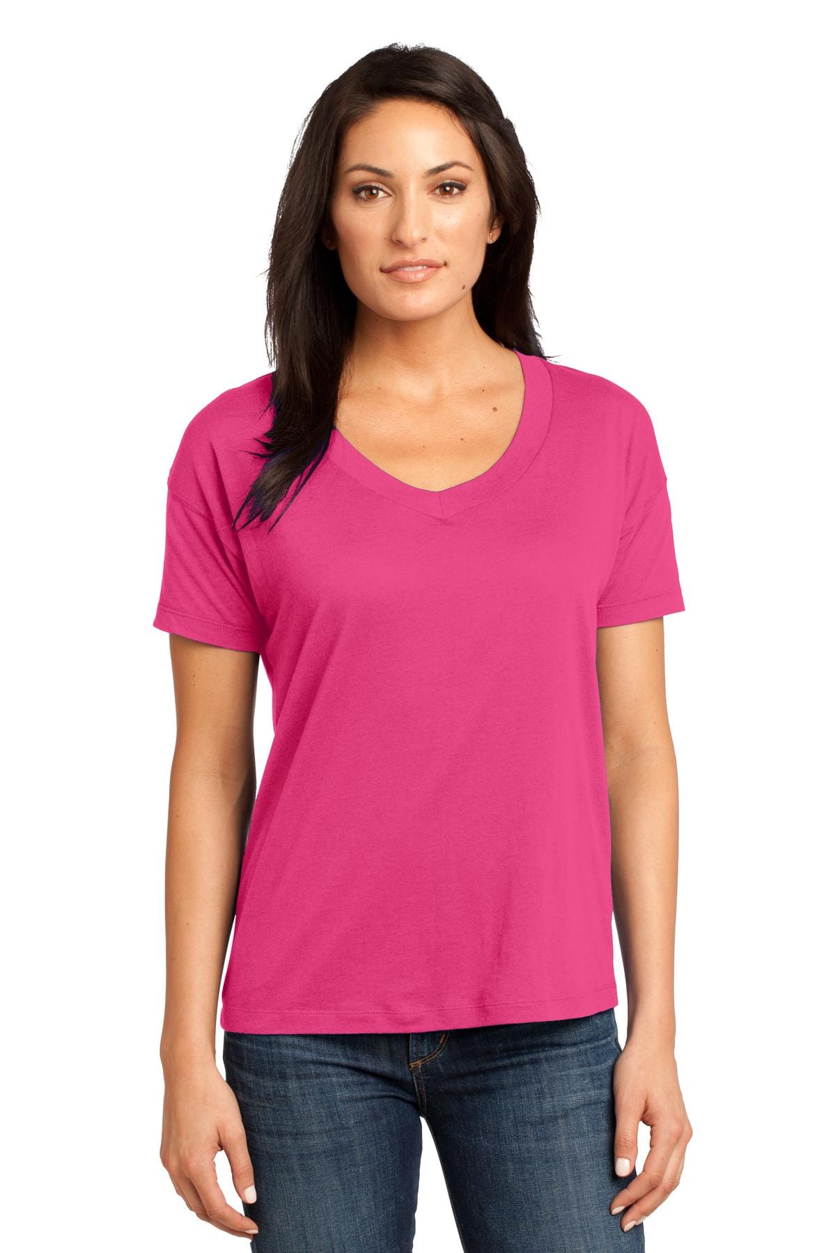 District T-Shirts DISCONTINUED  District Made ®  - Ladies Modal Blend Relaxed V-Neck Tee. DM480
