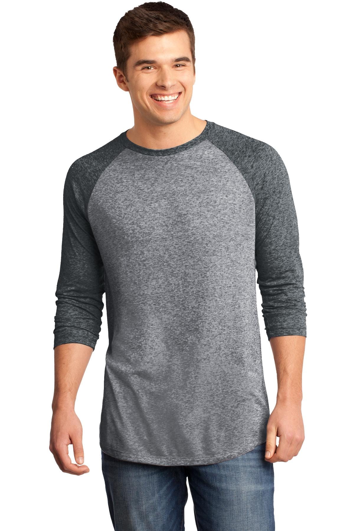 District T-Shirts DISCONTINUED  District ®  - Young Mens Microburn ®  3/4-Sleeve Raglan Tee. DT162