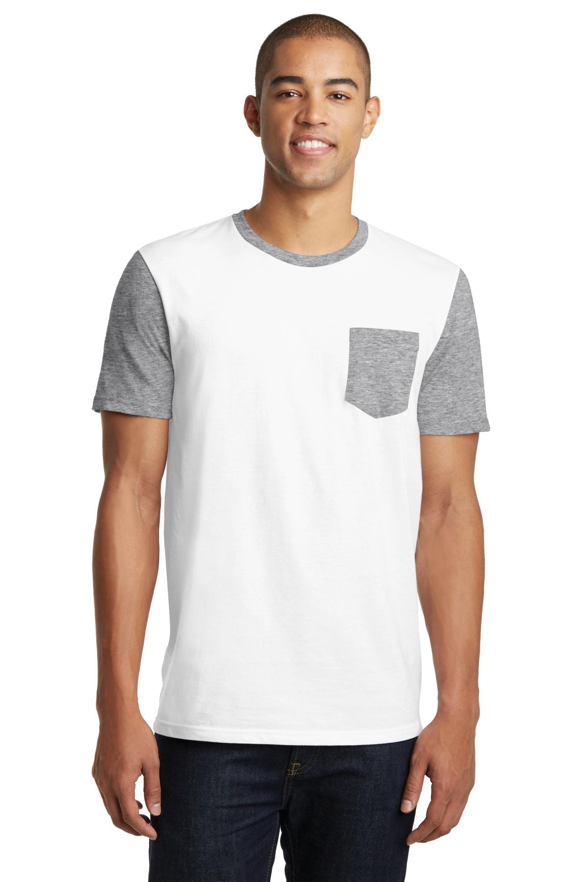 District T-Shirts DISCONTINUED  District ®  Young Mens Very Important Tee ®  with Contrast Sleeves and Pocket. DT6000SP
