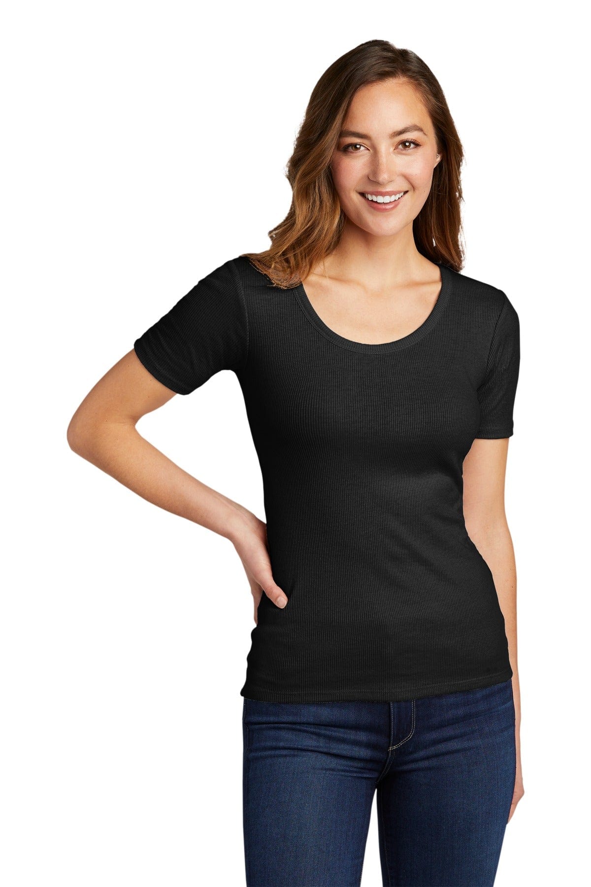 District T-Shirts XS / Black District DT6020: Women's V.I.T. Rib Scoop Neck Tee