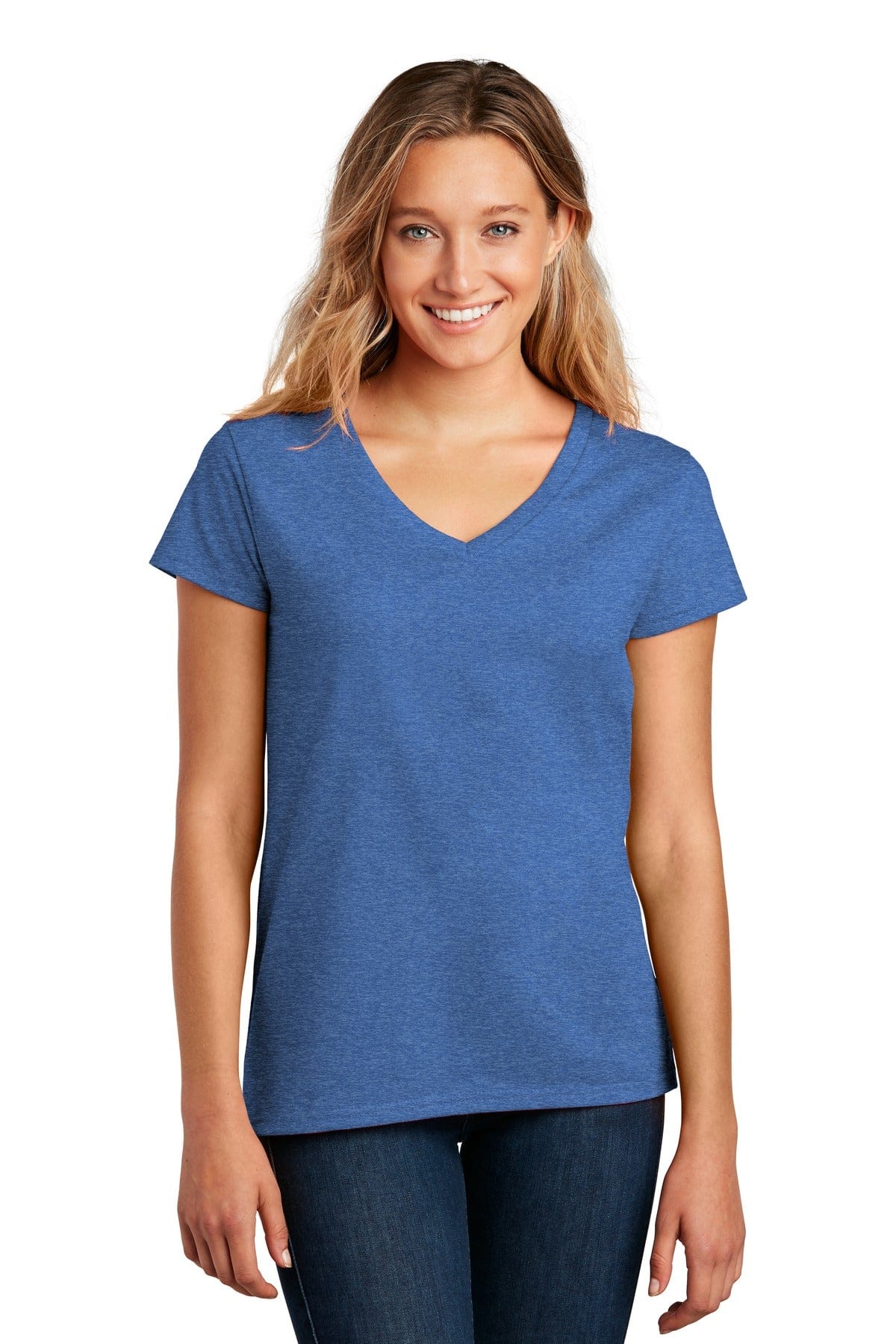 District T-Shirts XS / Blue Heather District DT8001: Women's Re-Tee V-Neck