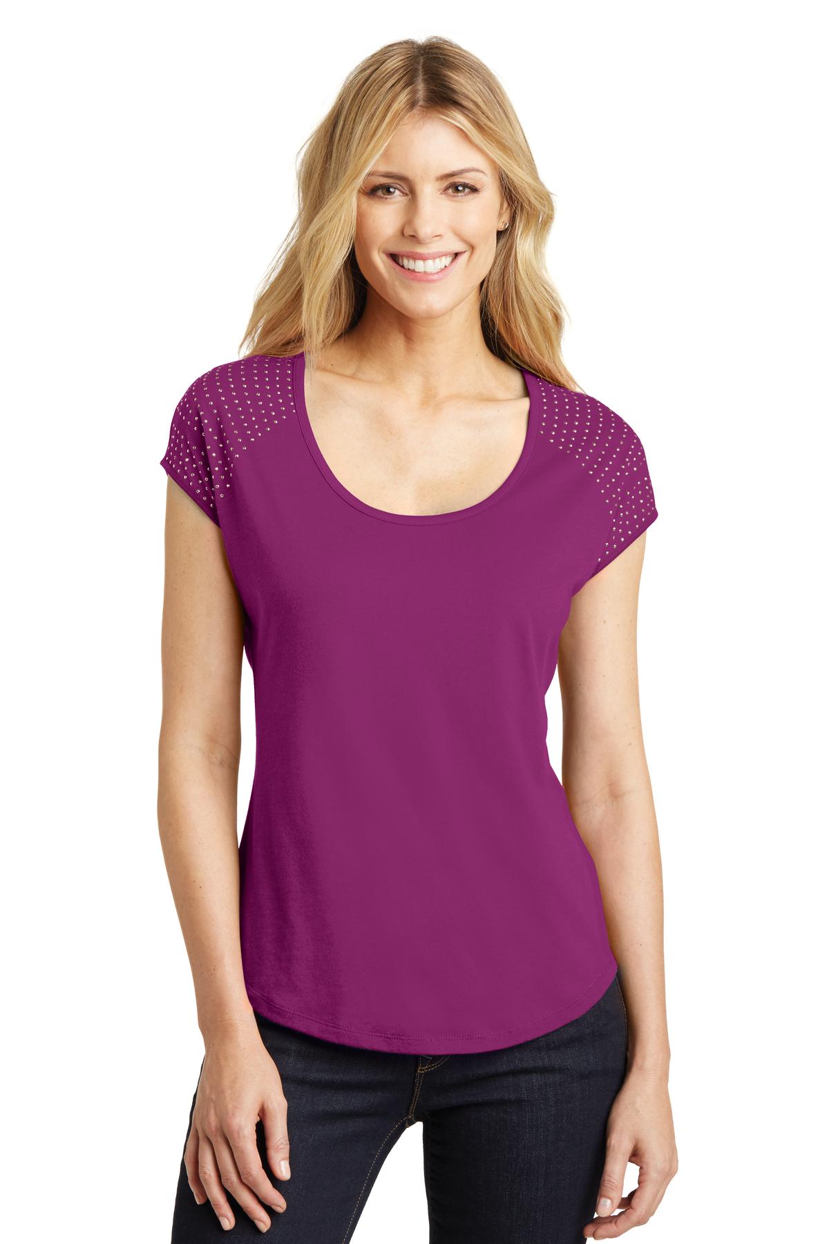 District T-Shirts XS / Bright Berry/ Copper DISCONTINUED  District Made ®  Ladies 60/40 Bling Tee. DM424