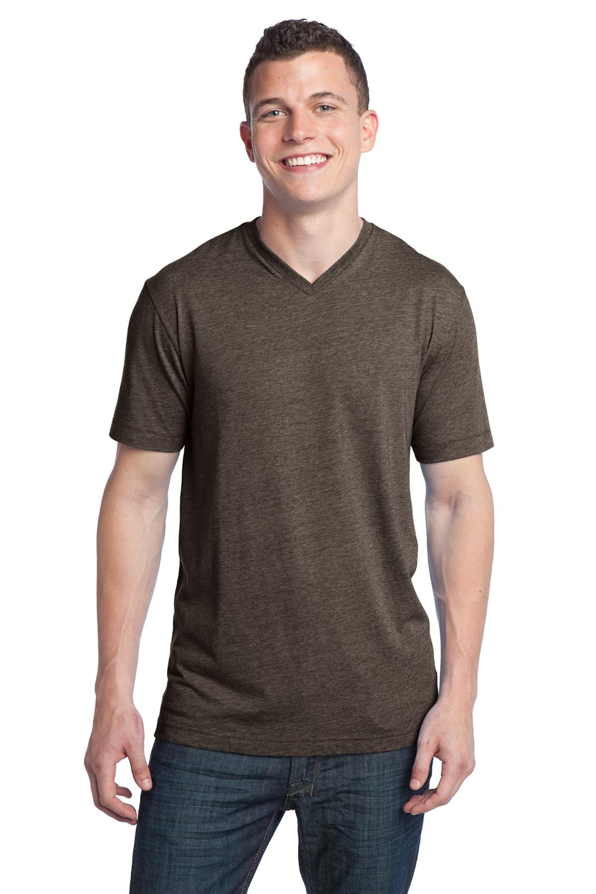 District T-Shirts XS / Chocolate Heather DISCONTINUED  District ®  - Young Mens Tri-Blend V-Neck Tee DT142V