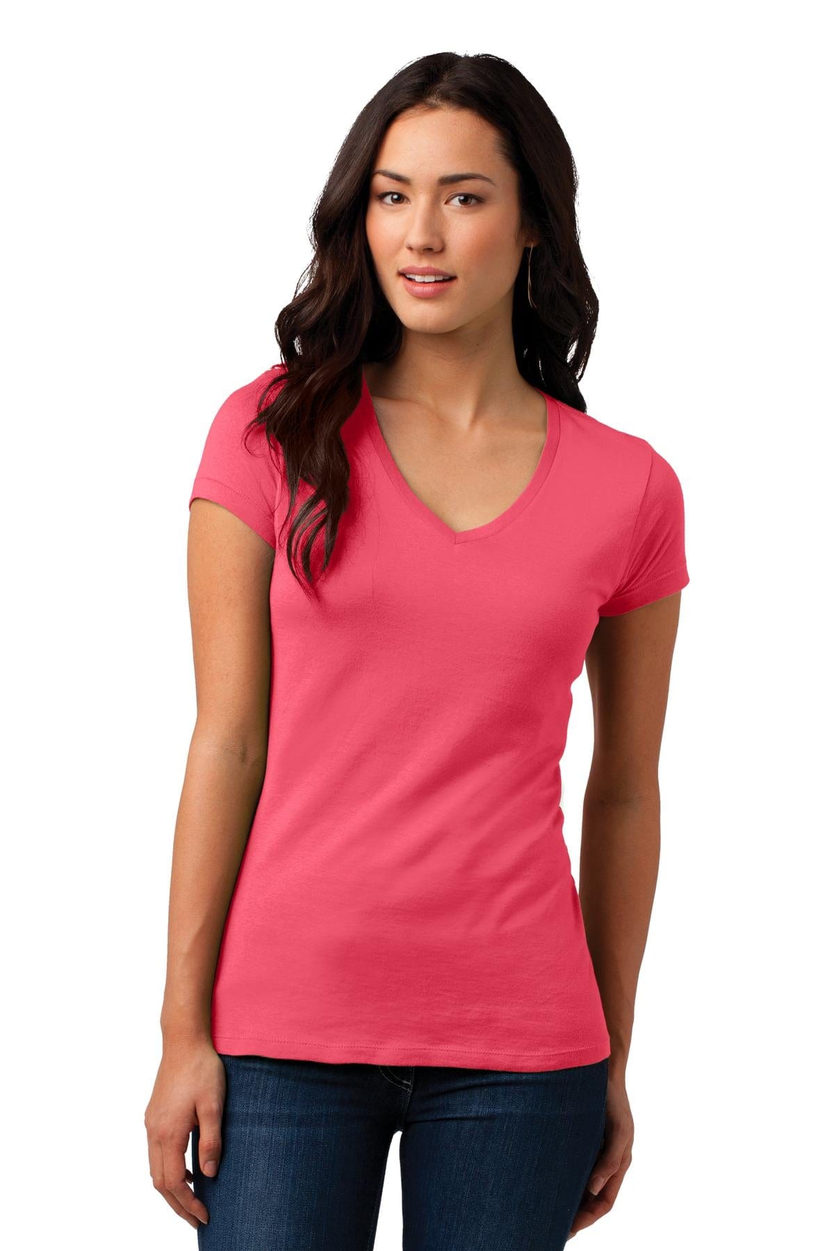 District T-Shirts XS / Coral DISCONTINUED  District ®  Juniors Soft Wash V-Neck Tee. DT4501