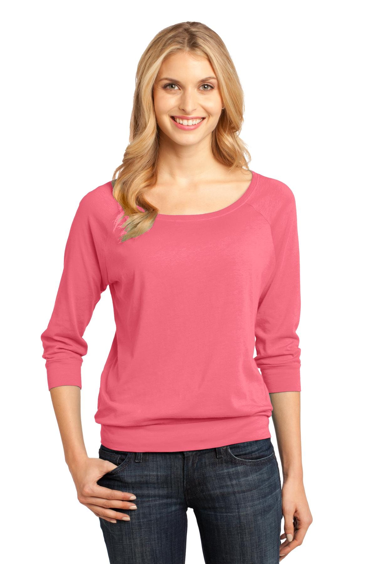 District T-Shirts XS / Coral DISCONTINUED  District Made ®  - Ladies Modal Blend 3/4-Sleeve Raglan DM482