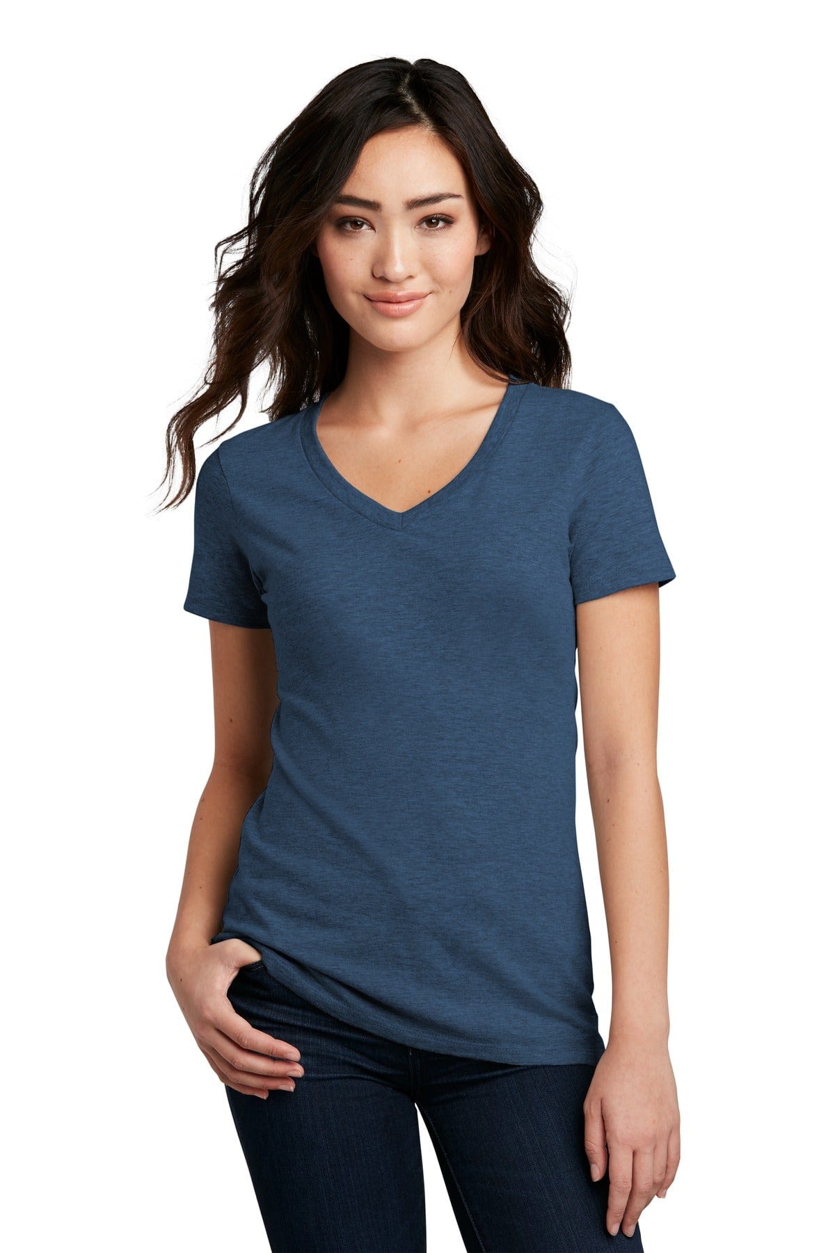 District T-Shirts XS / Deep Royal Fleck District ®  Women's Perfect Blend ®  V-Neck Tee. DM1190L, Basic Colors