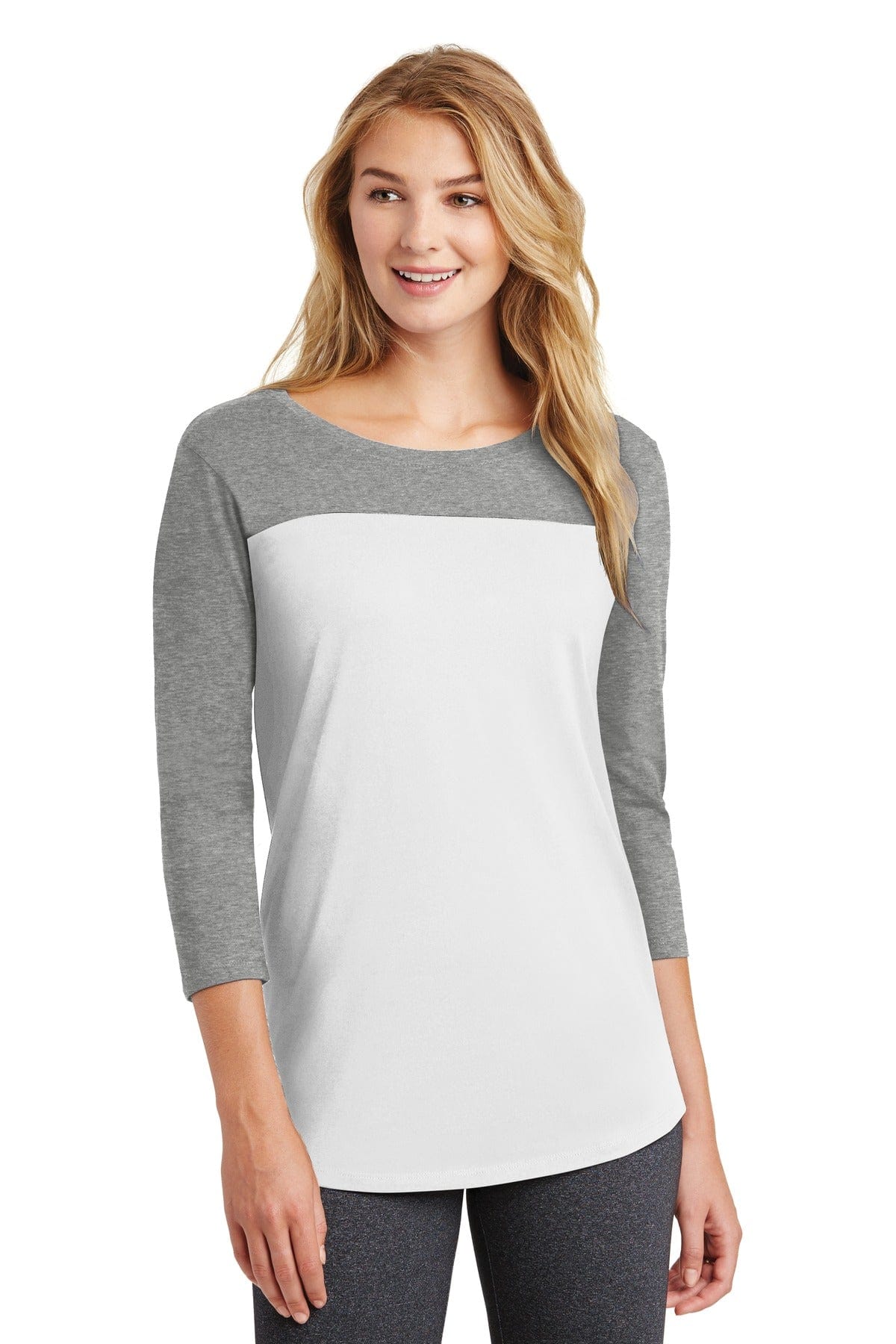 District T-Shirts XS / Grey Frost/ White District DT2700: Women's Rally 3/4-Sleeve Tee