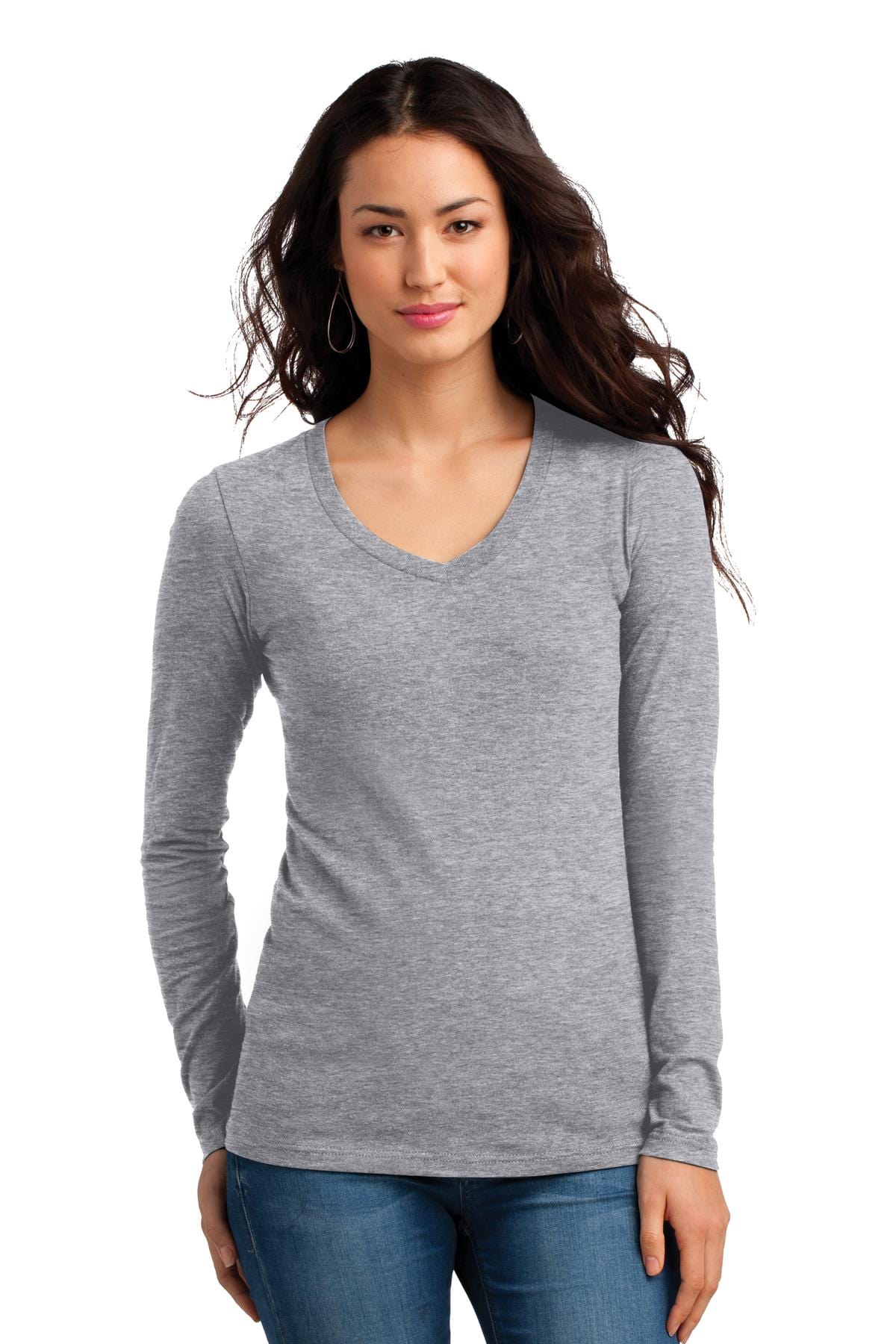 District T-Shirts XS / Heather Grey DISCONTINUED  District ®  Juniors The Concert Tee ®  Long Sleeve V-Neck. DT5201