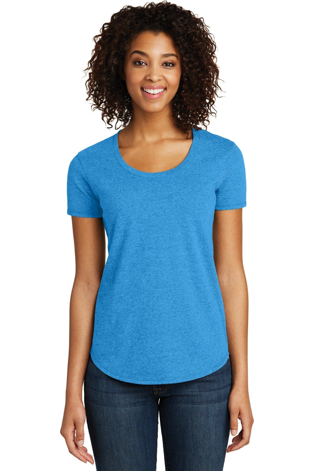 District T-Shirts XS / Heathered Bright Turquoise District DT6401: Women's Fitted Very Important Tee, Scoop Neck