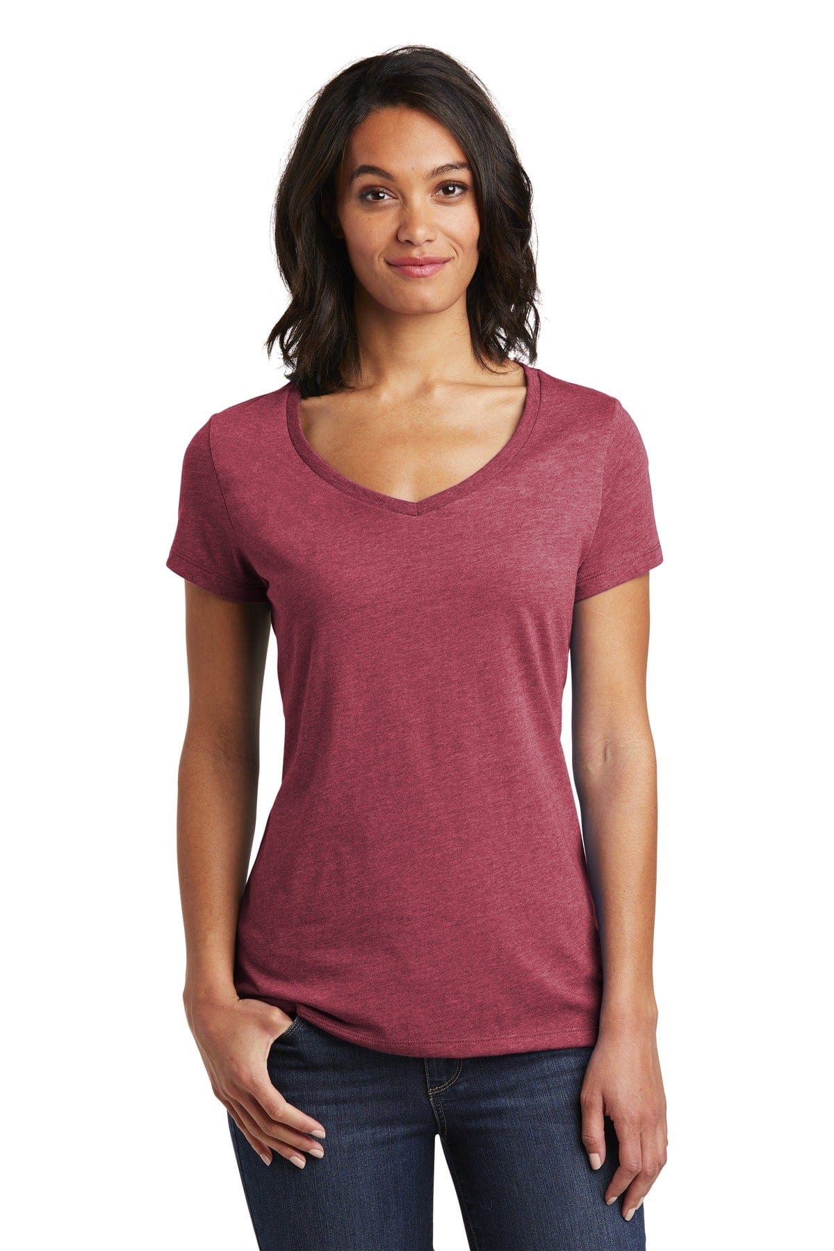 District T-Shirts XS / Heathered Cardinal District DT6503: Women's Very Important Tee V-Neck.