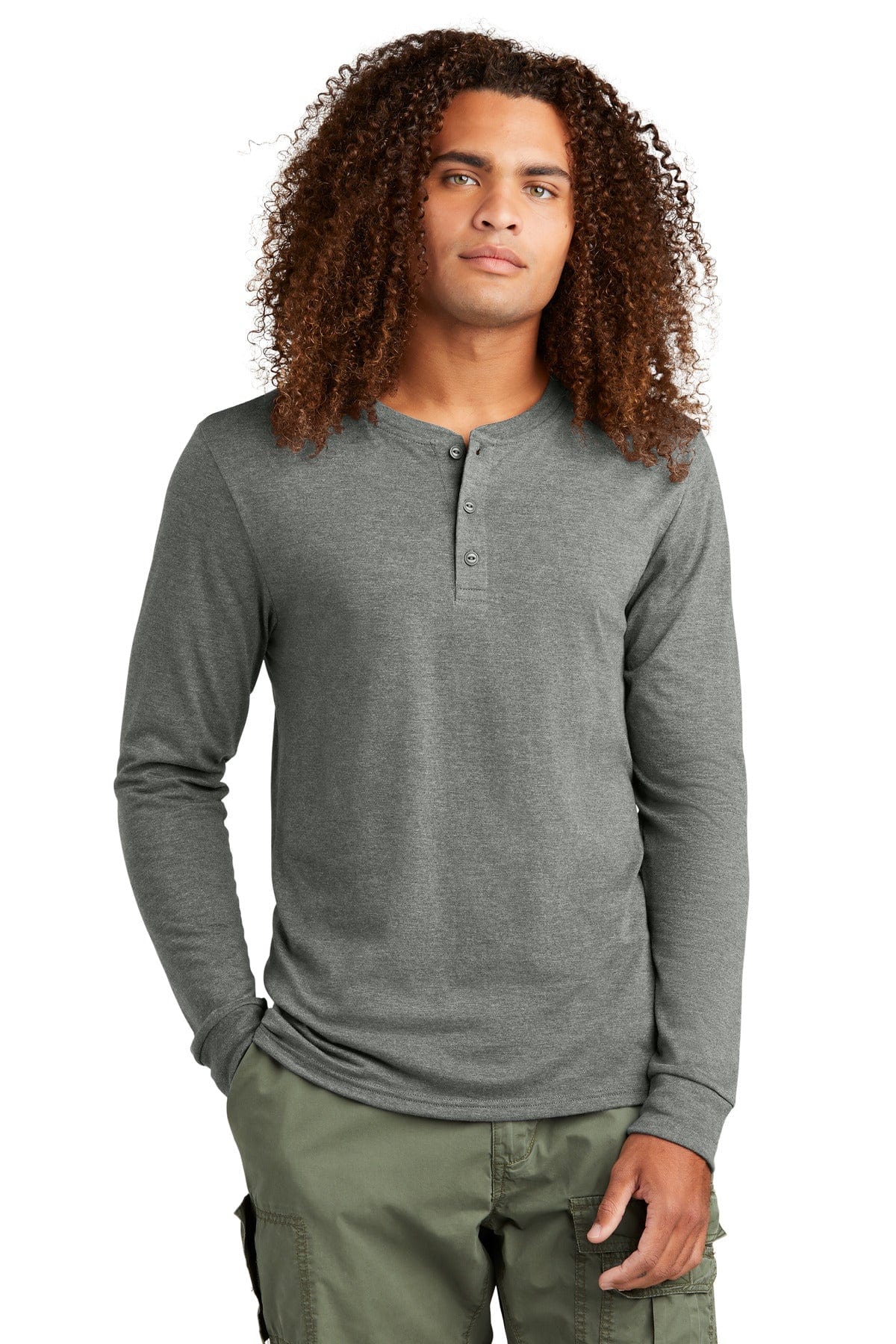 District T-Shirts XS / Heathered Charcoal District DT145: Perfect Tri Long Sleeve Henley