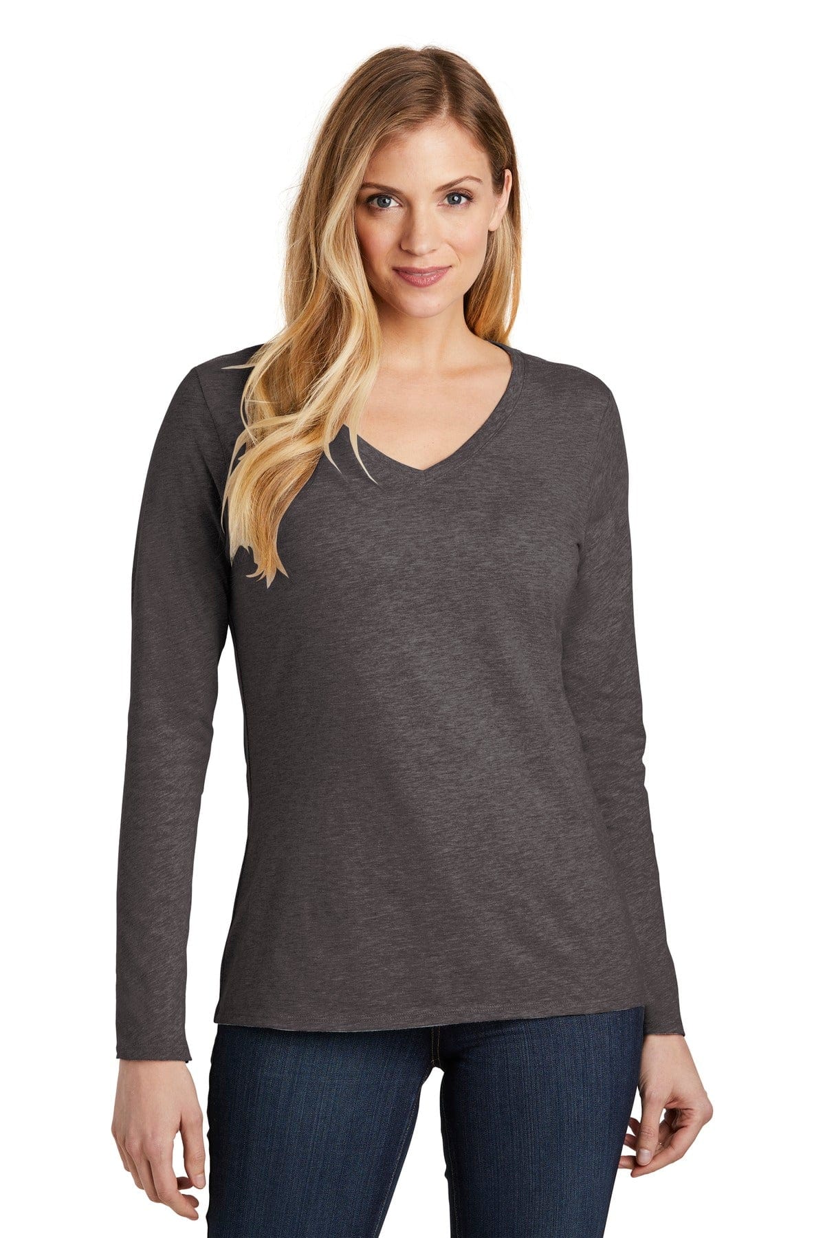 District T-Shirts XS / Heathered Charcoal District DT6201: Women's Very Important Tee, Long Sleeve V-Neck.