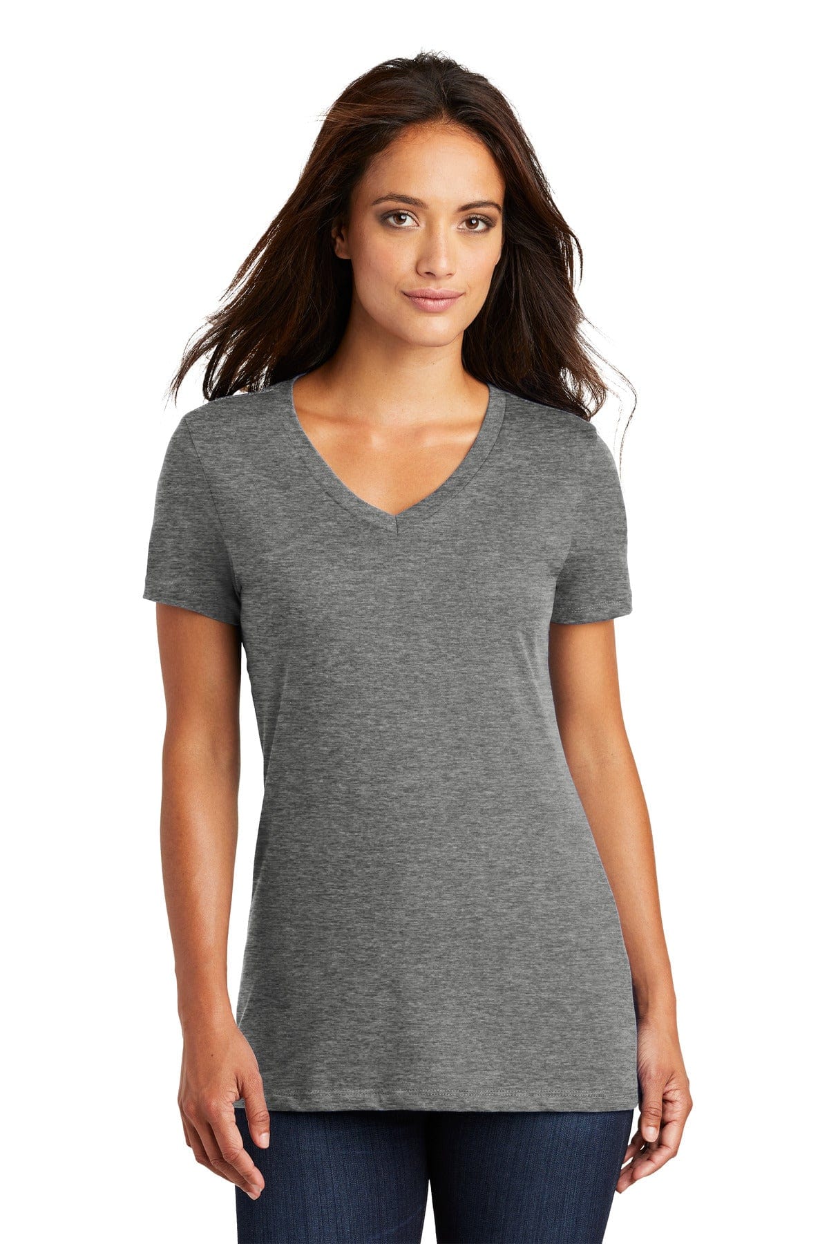District T-Shirts XS / Heathered Nickel District DM1170L: Women's Perfect Weight V-Neck Tee