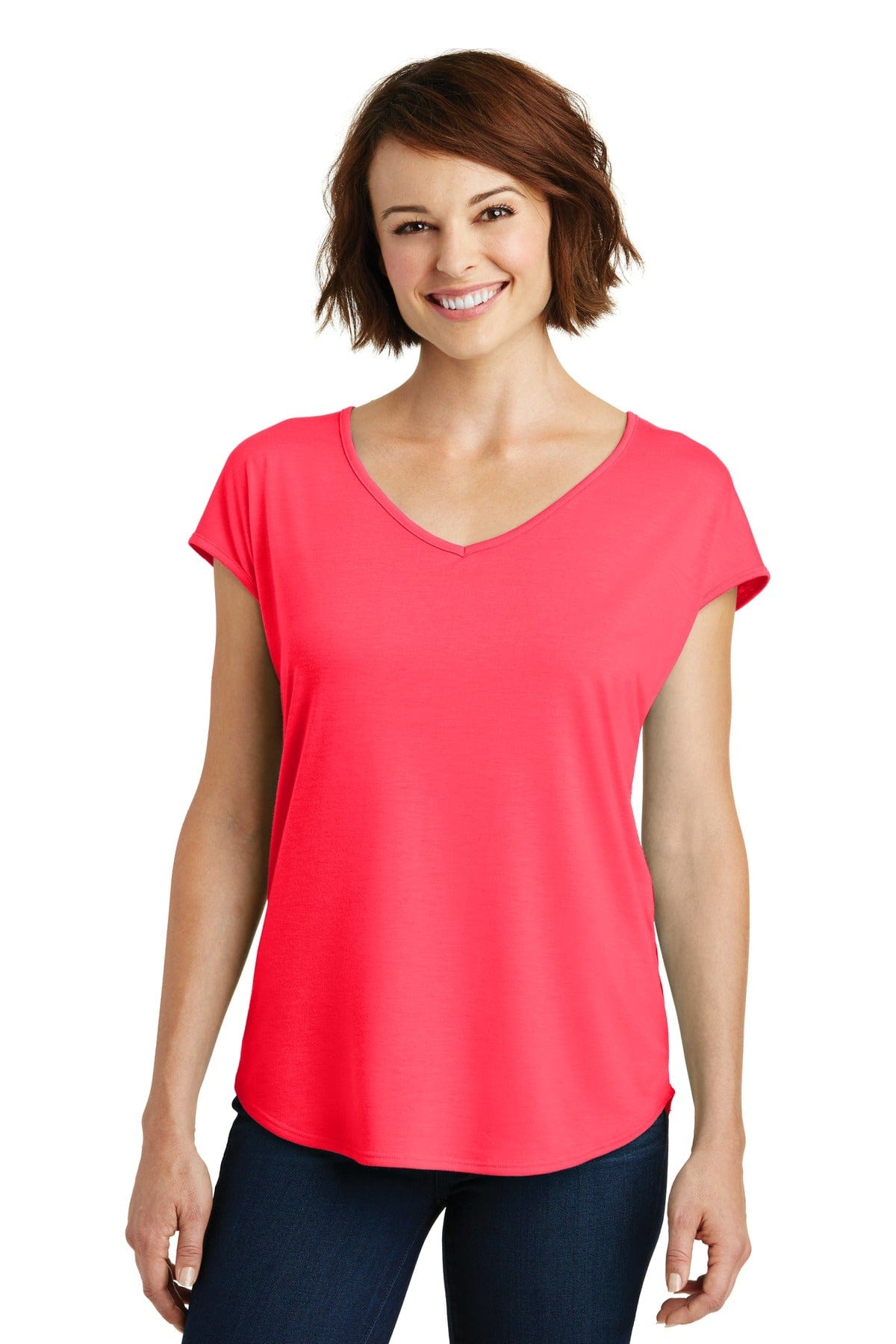 District T-Shirts XS / Hot Coral District DM416: Women's Drapey Cross-Back Tee