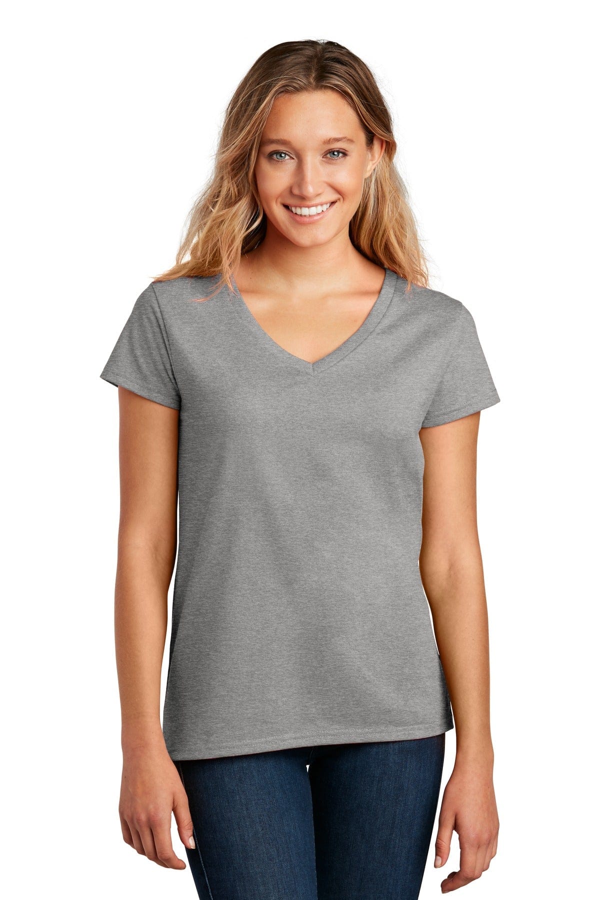 District T-Shirts XS / Light Heather Grey District DT8001: Women's Re-Tee V-Neck