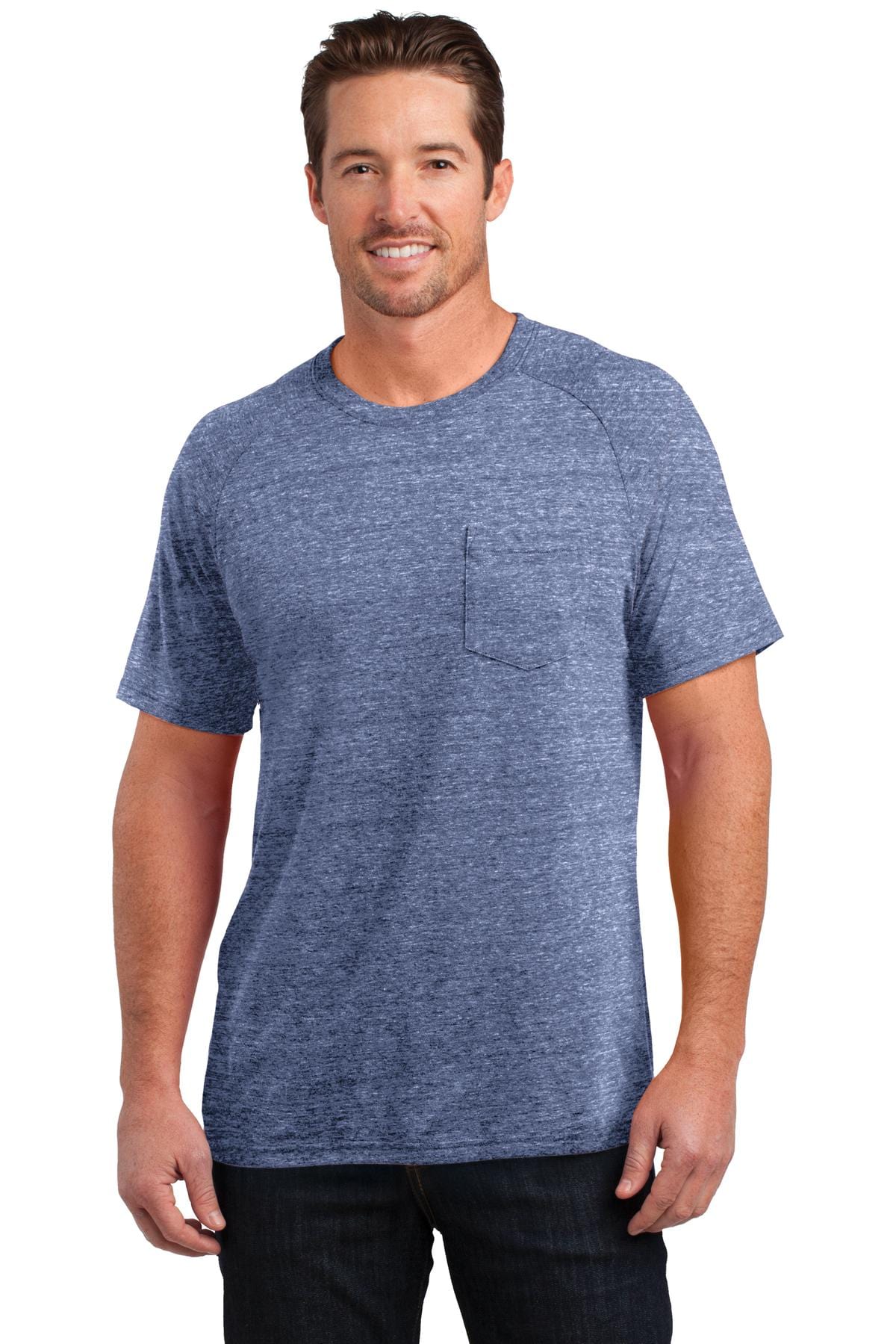 District T-Shirts XS / Navy Heather DISCONTINUED  District Made ®  Mens Tri-Blend Pocket Tee. DM340