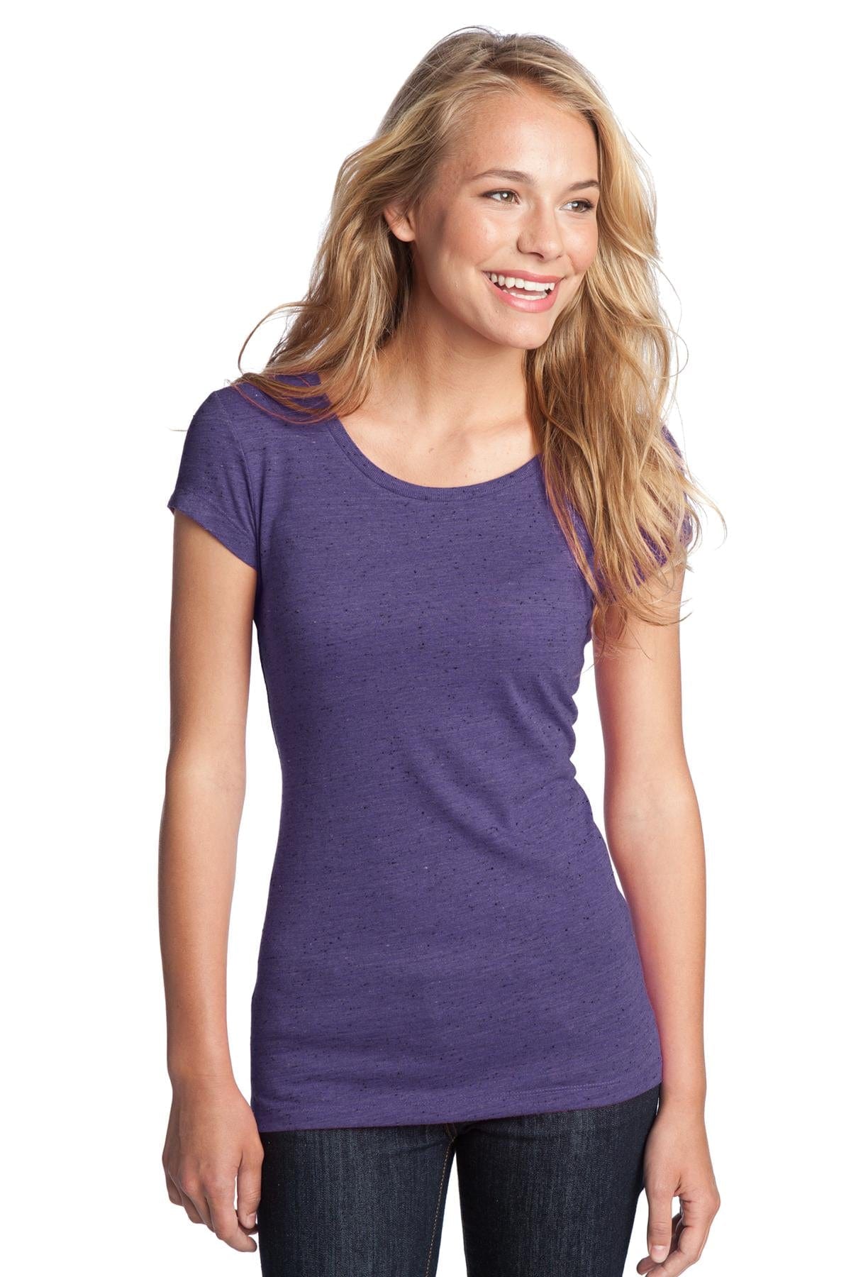 District T-Shirts XS / Purple DISCONTINUED  District ®  - Juniors Textured Girly Crew Tee. DT270