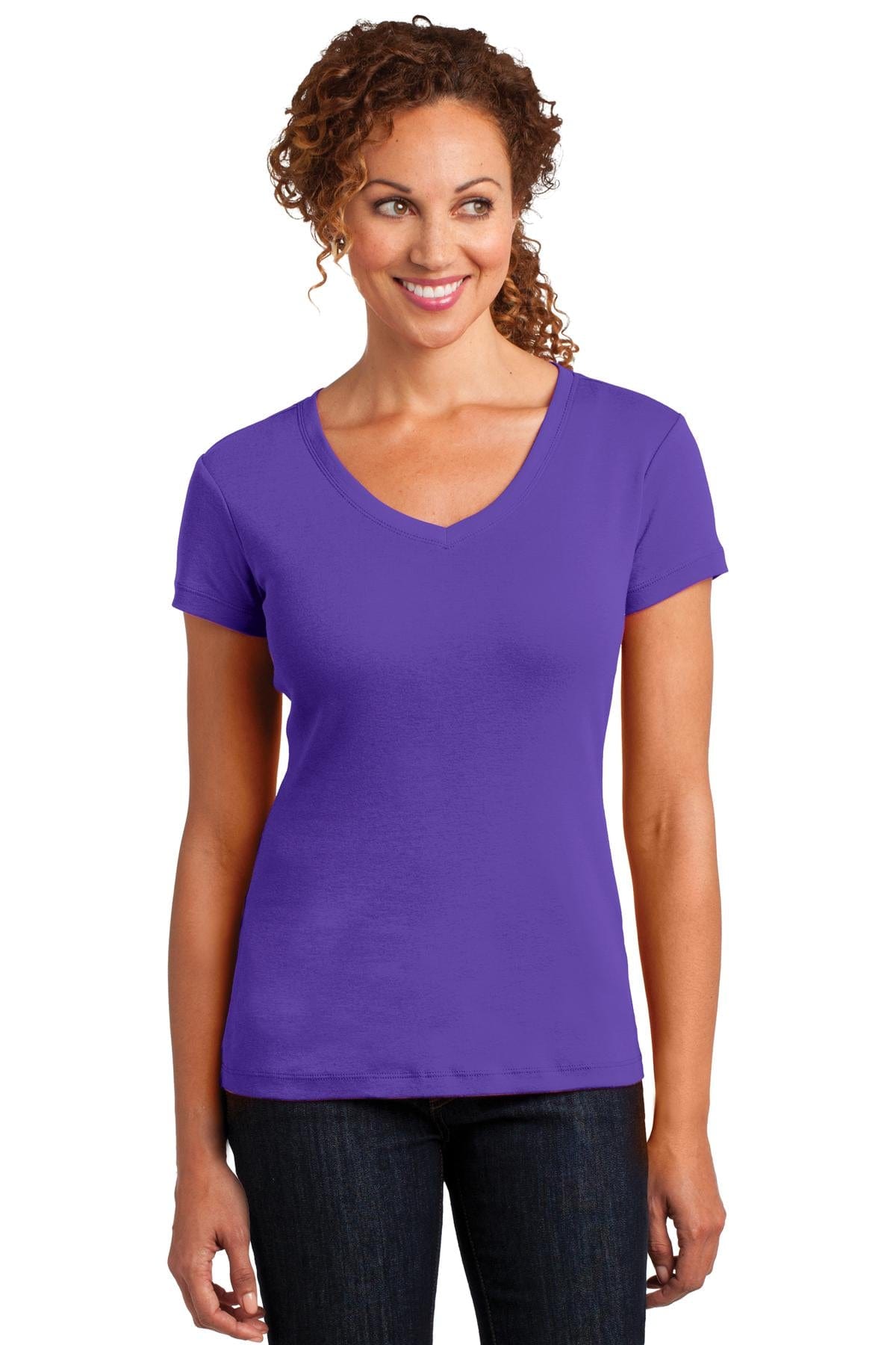 District T-Shirts XS / Purple DISCONTINUED  District Made ®  Ladies Mini Rib V-Neck Tee. DM401