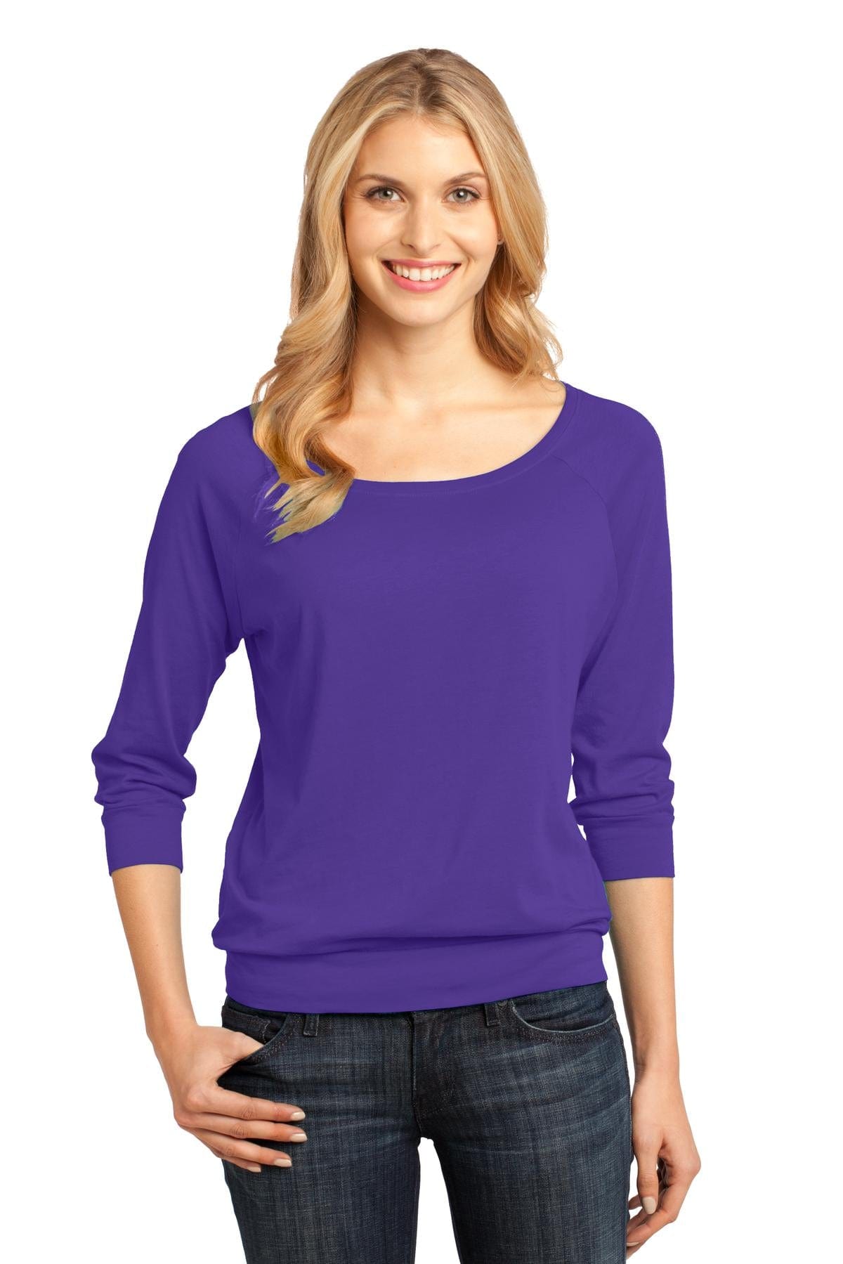 District T-Shirts XS / Purple DISCONTINUED  District Made ®  - Ladies Modal Blend 3/4-Sleeve Raglan DM482