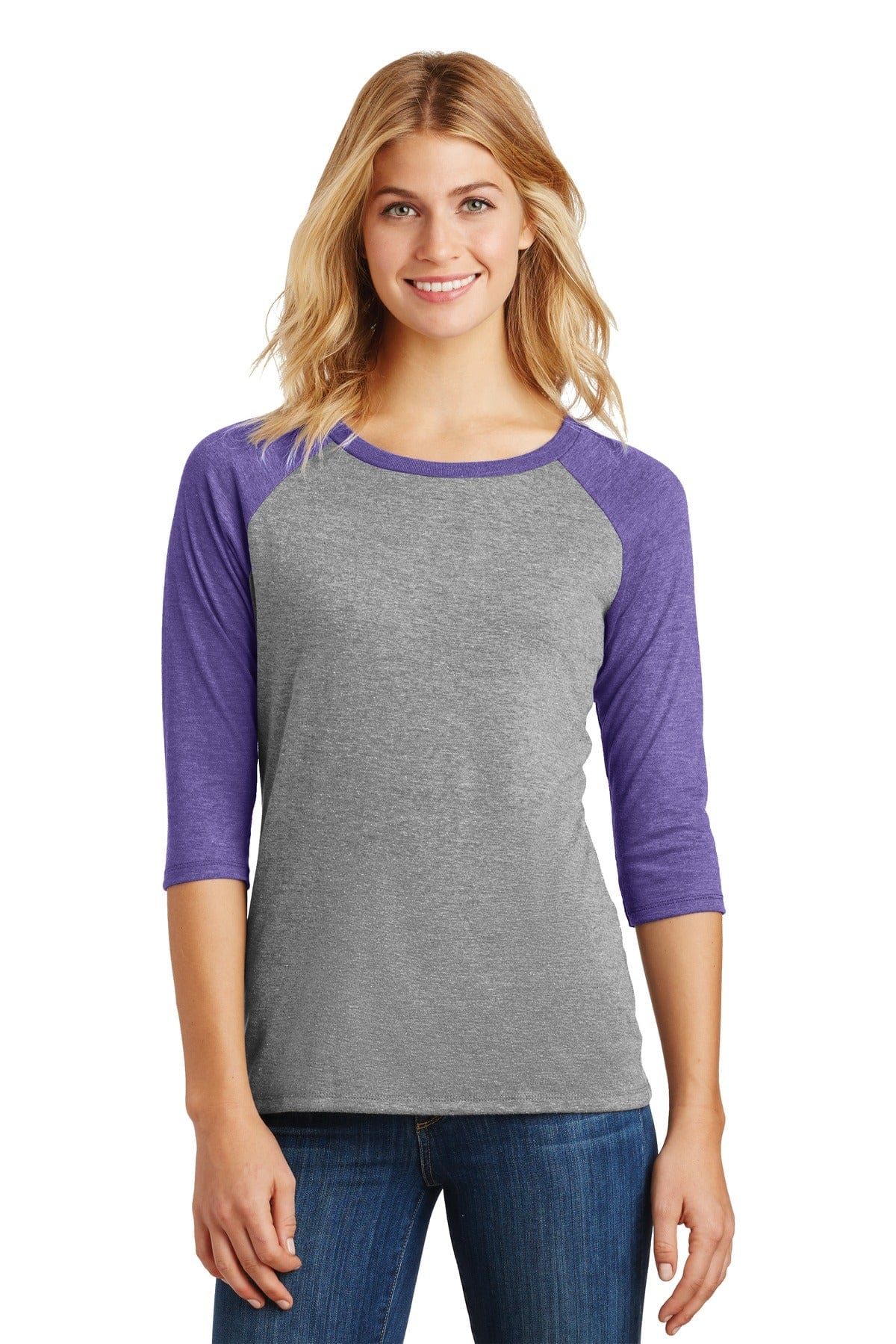 District T-Shirts XS / Purple Frost/ Grey Frost District DM136L: Women's Perfect Tri 3/4-Sleeve Raglan