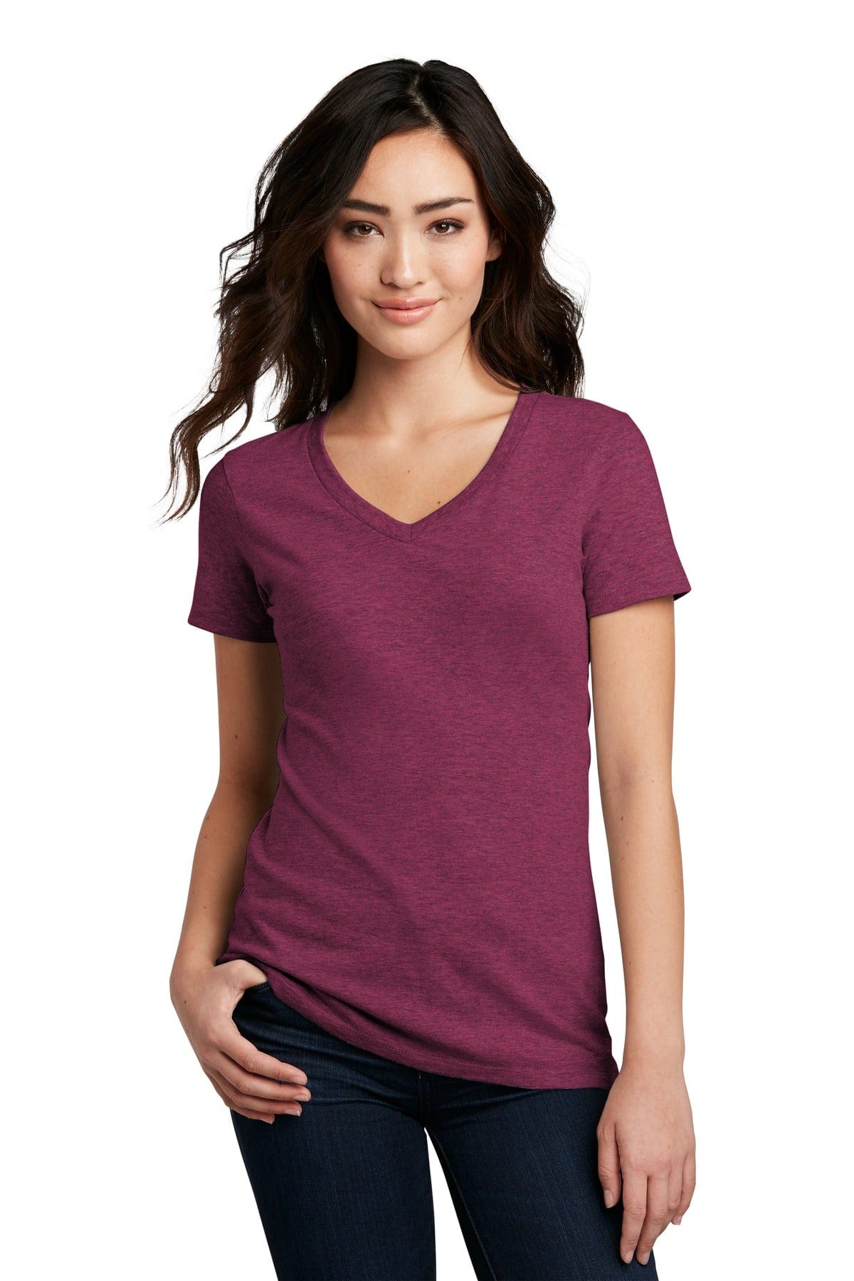 District T-Shirts XS / Raspberry Fleck District ®  Women's Perfect Blend ®  V-Neck Tee. DM1190L, Traditional Colors