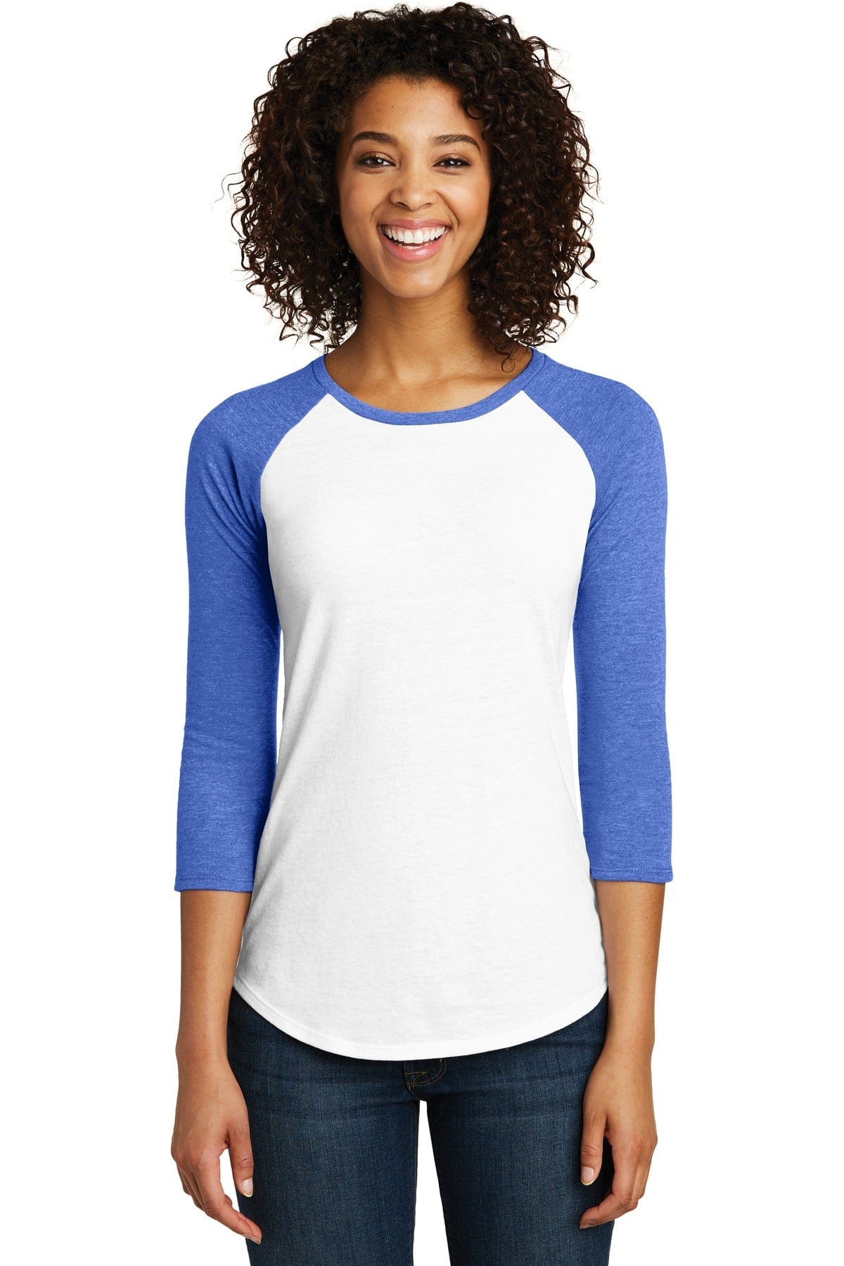 District T-Shirts XS / Royal Frost/ White District DT6211: Women's Fitted Very Important Tee, 3/4-Sleeve Raglan