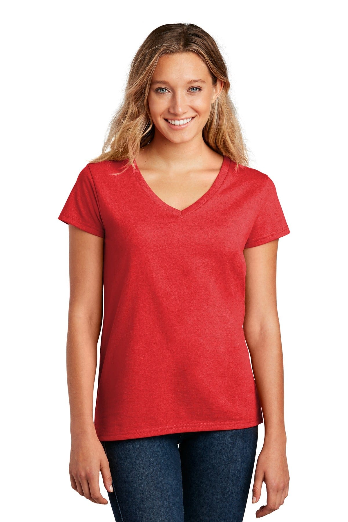 District T-Shirts XS / Ruby Red District DT8001: Women's Re-Tee V-Neck
