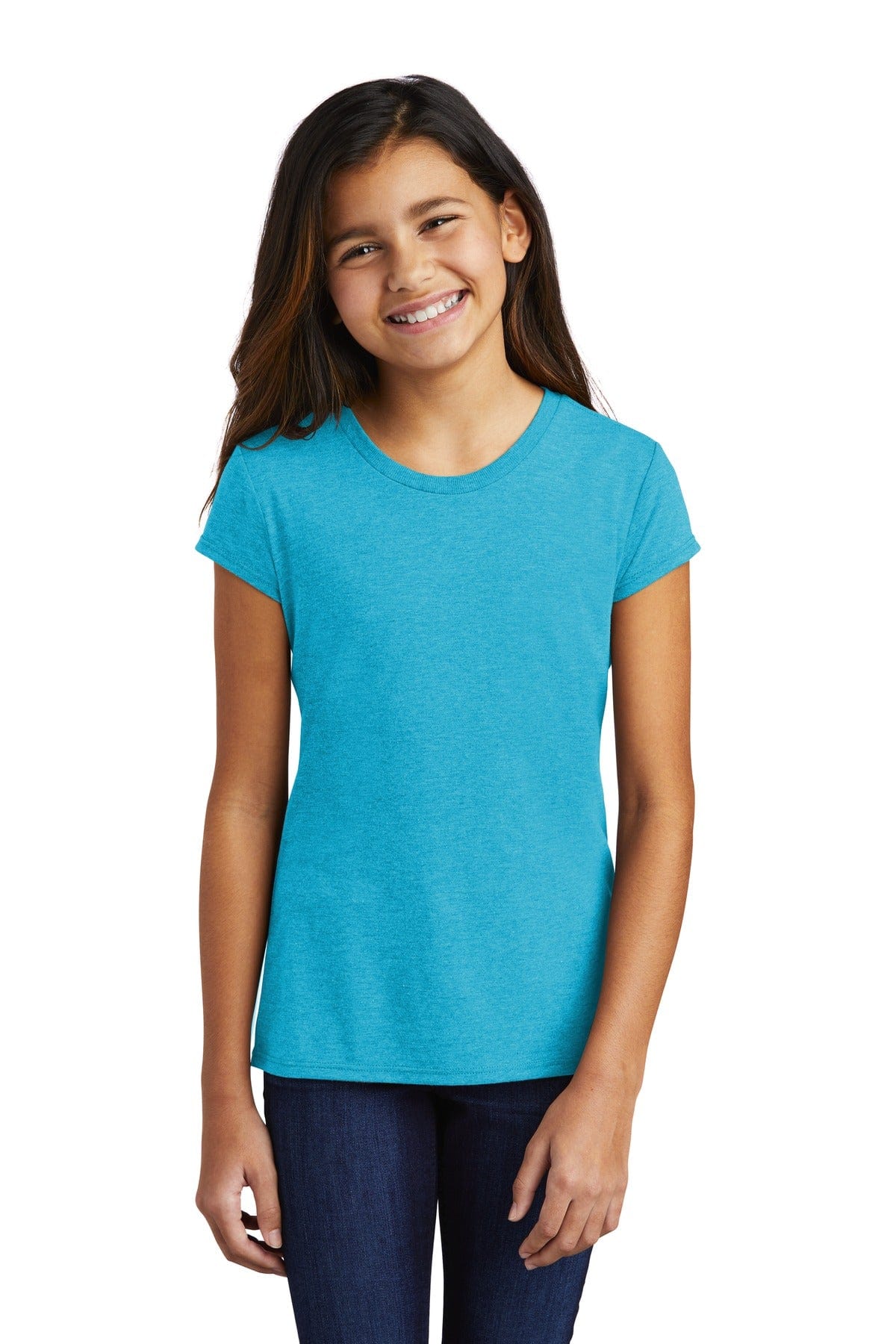 District T-Shirts XS / Turquoise Frost District DT130YG: Girls Perfect Tri Tee