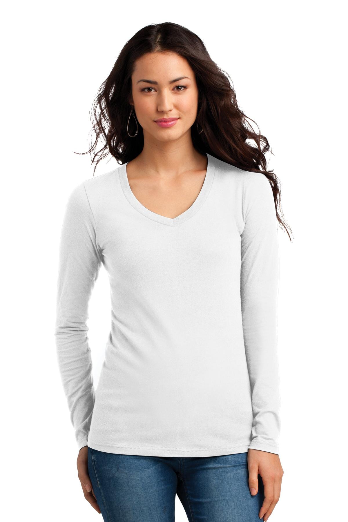 District T-Shirts XS / White DISCONTINUED  District ®  Juniors The Concert Tee ®  Long Sleeve V-Neck. DT5201