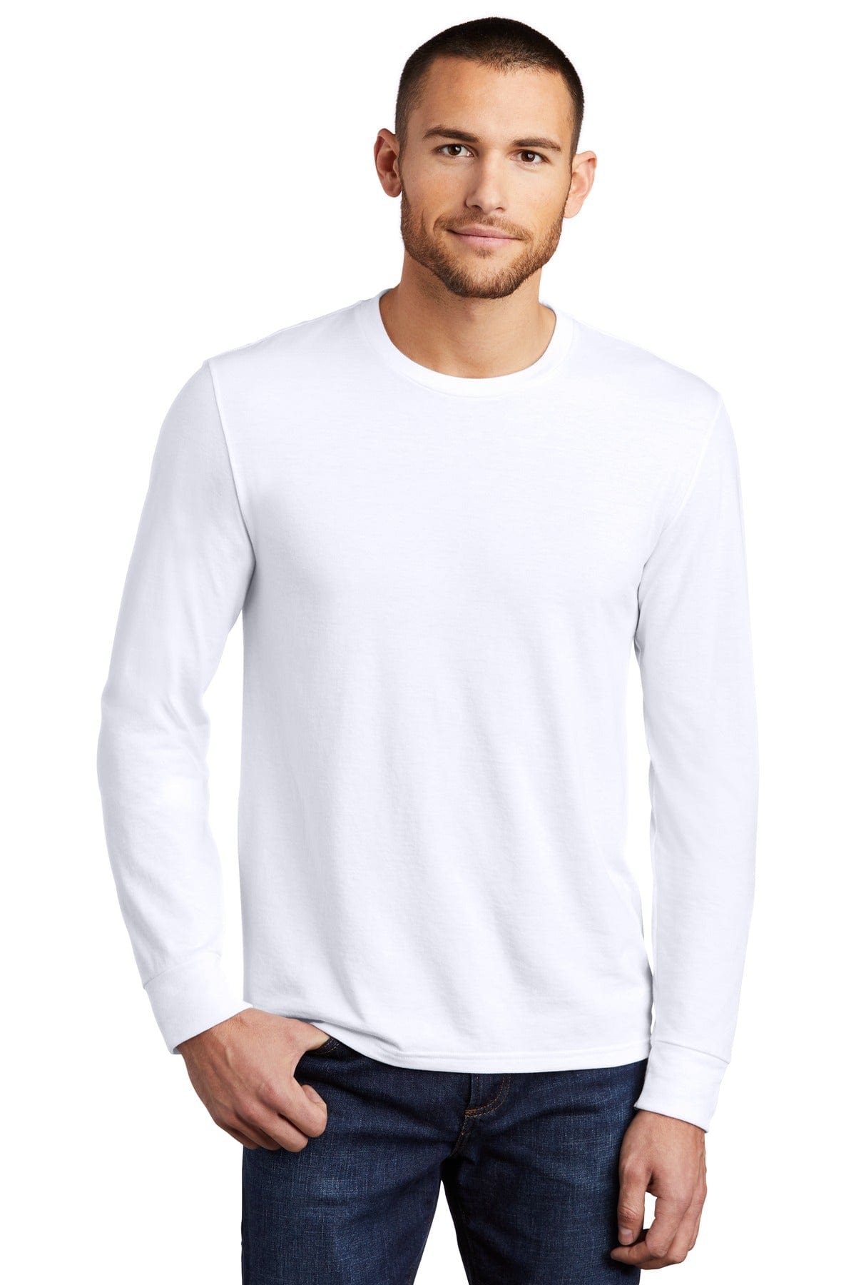 District T-Shirts XS / White District DM132: Perfect Tri Long Sleeve Tee