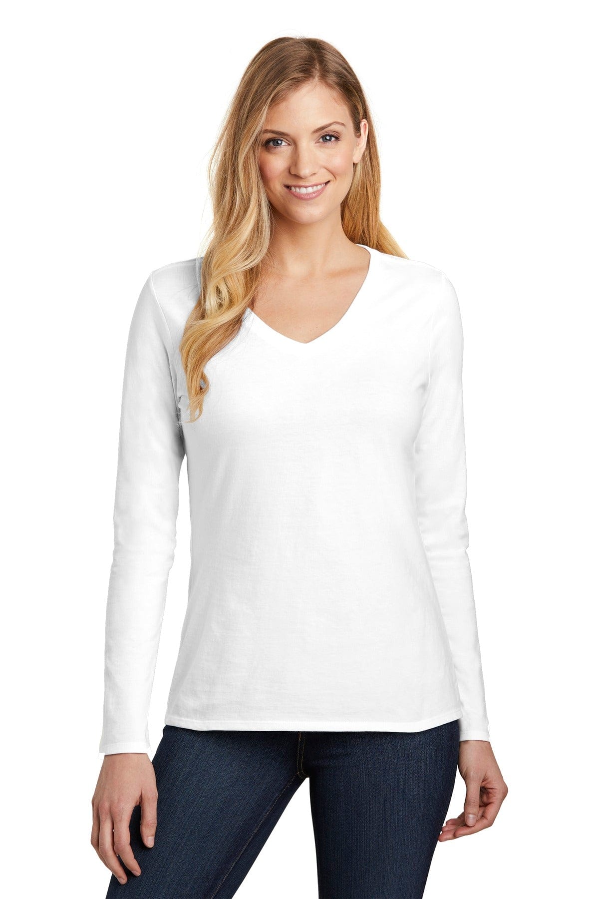 District T-Shirts XS / White District DT6201: Women's Very Important Tee, Long Sleeve V-Neck.