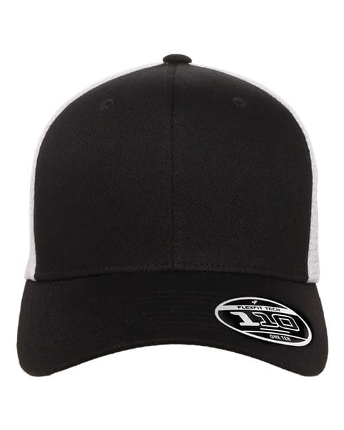 Flexfit 8128 Adjustable / Black/ White 110M-110® Mesh-Back Cap