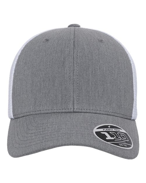 Flexfit 8128 Adjustable / Heather Grey/ White 110M-110® Mesh-Back Cap