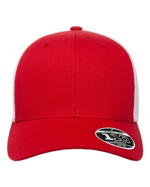 Flexfit 8128 Adjustable / Red/ White 110M-110® Mesh-Back Cap
