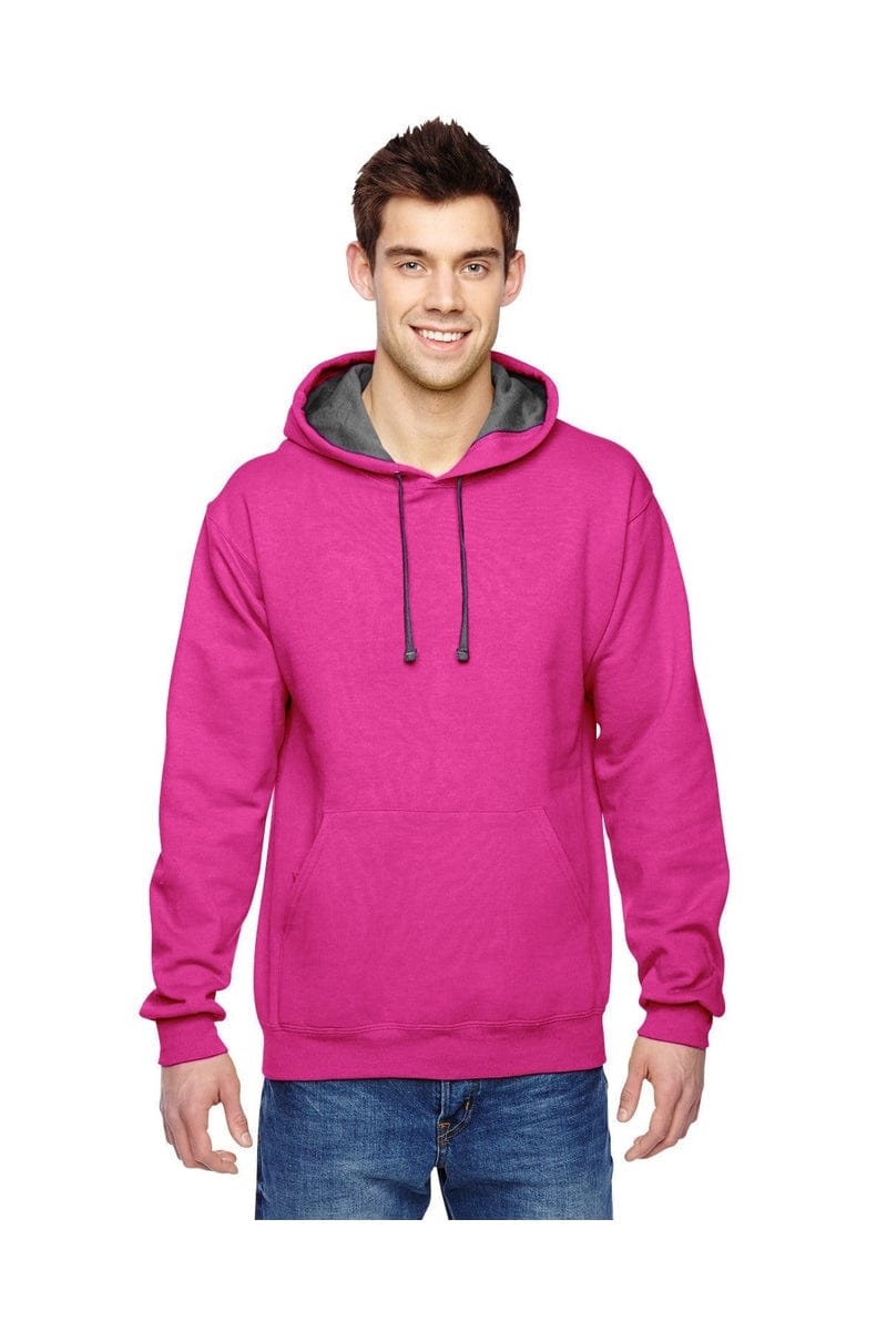 Fruit of The Loom SF76R Adult Sofspun Hooded Sweatshirt Cyber Pink XL