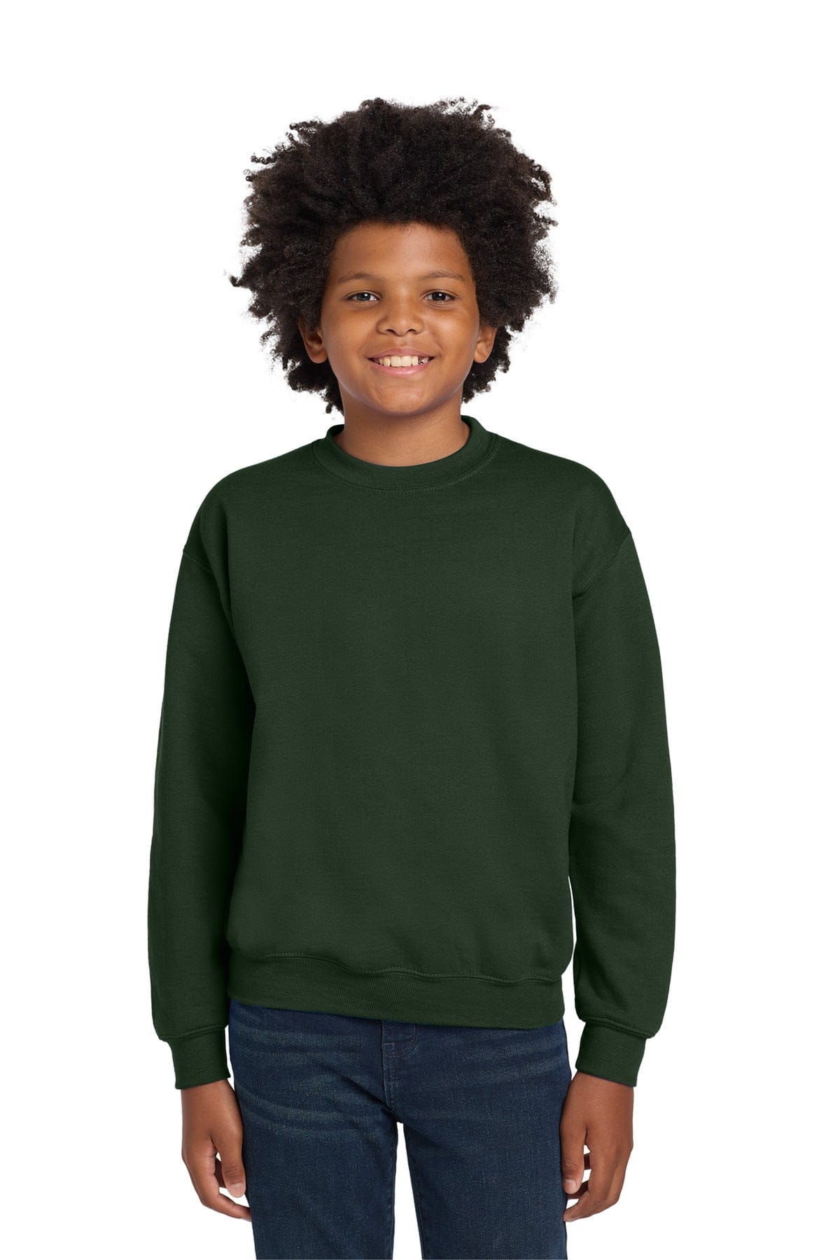 Gildan 18000B Youth Heavy Blend Crewneck Sweatshirt in Forest Green