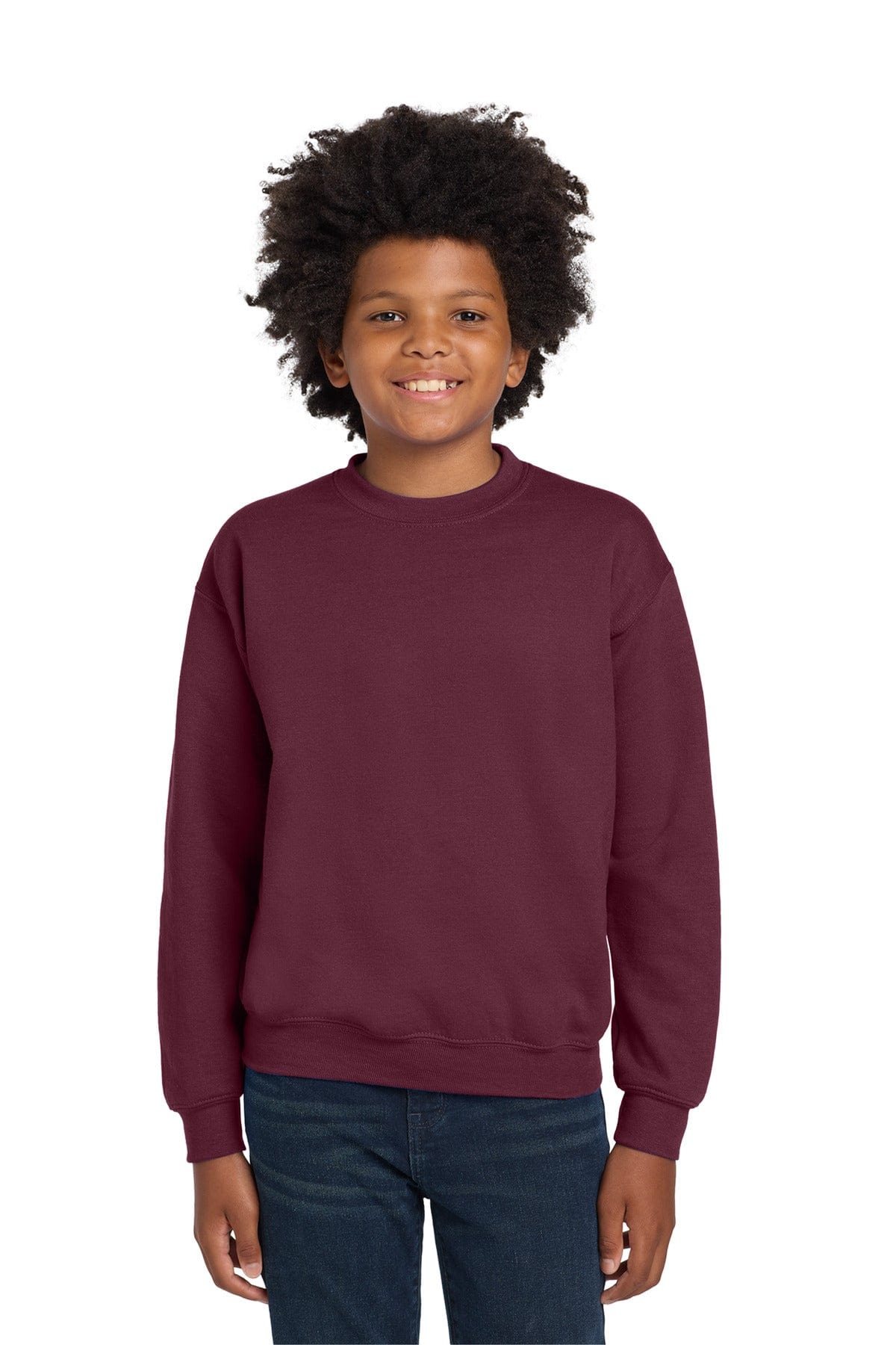 Gildan 18000B Youth Heavy Blend Crewneck Sweatshirt in Maroon