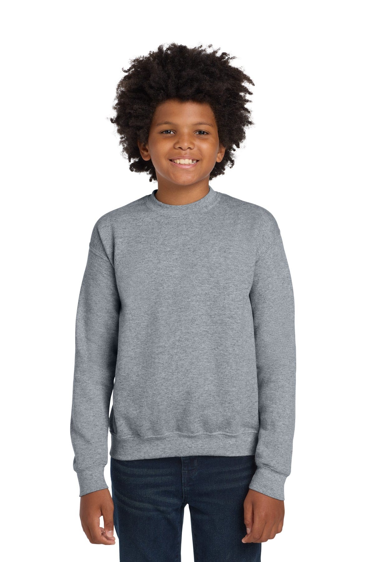 Gildan 18000B Youth Heavy Blend Crewneck Sweatshirt in Sport Grey