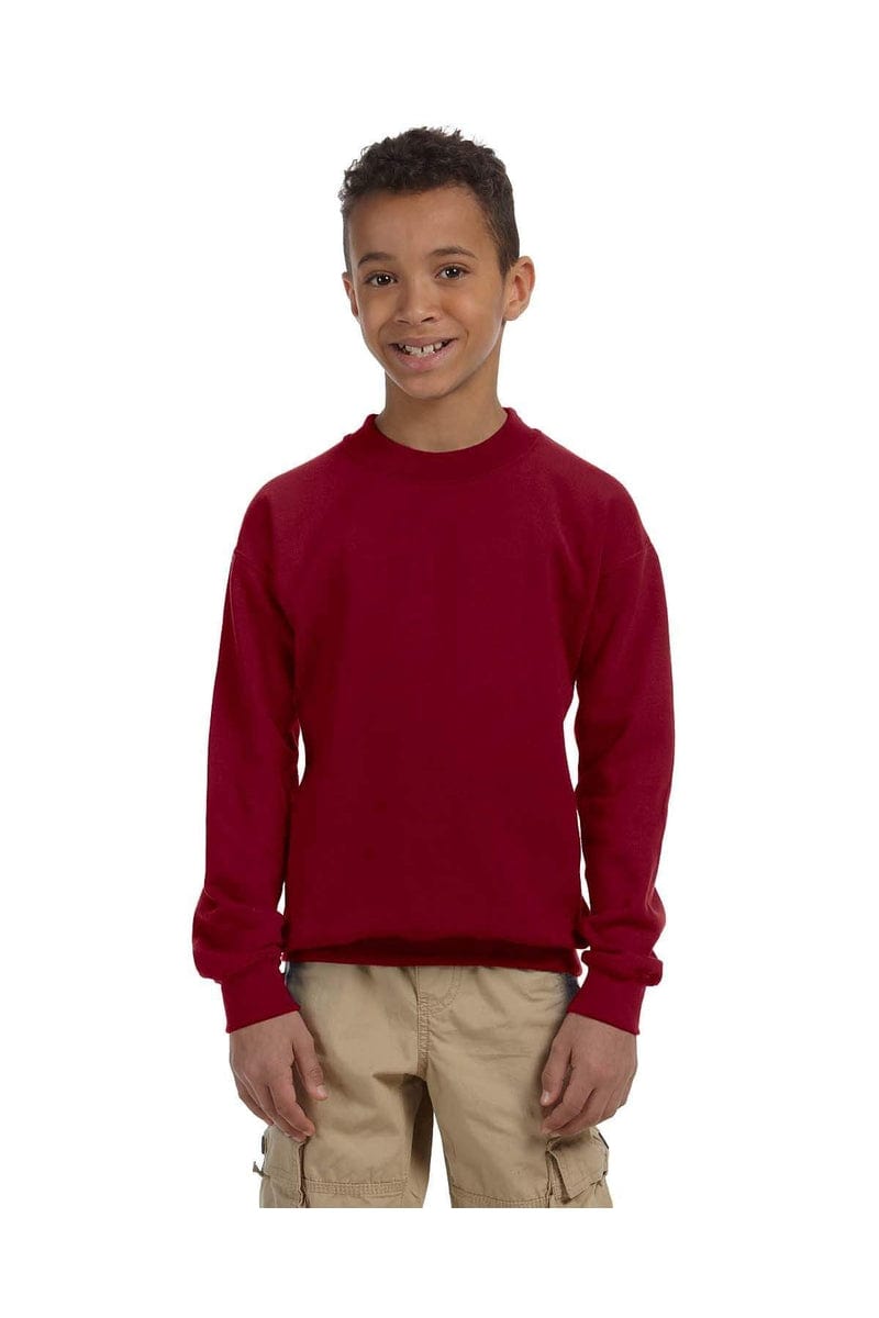 Gildan Sweatshirts/Fleece XS / Garnet Gildan G180B: Youth Unisex Heavy Blend™ 50/50 Fleece Crew