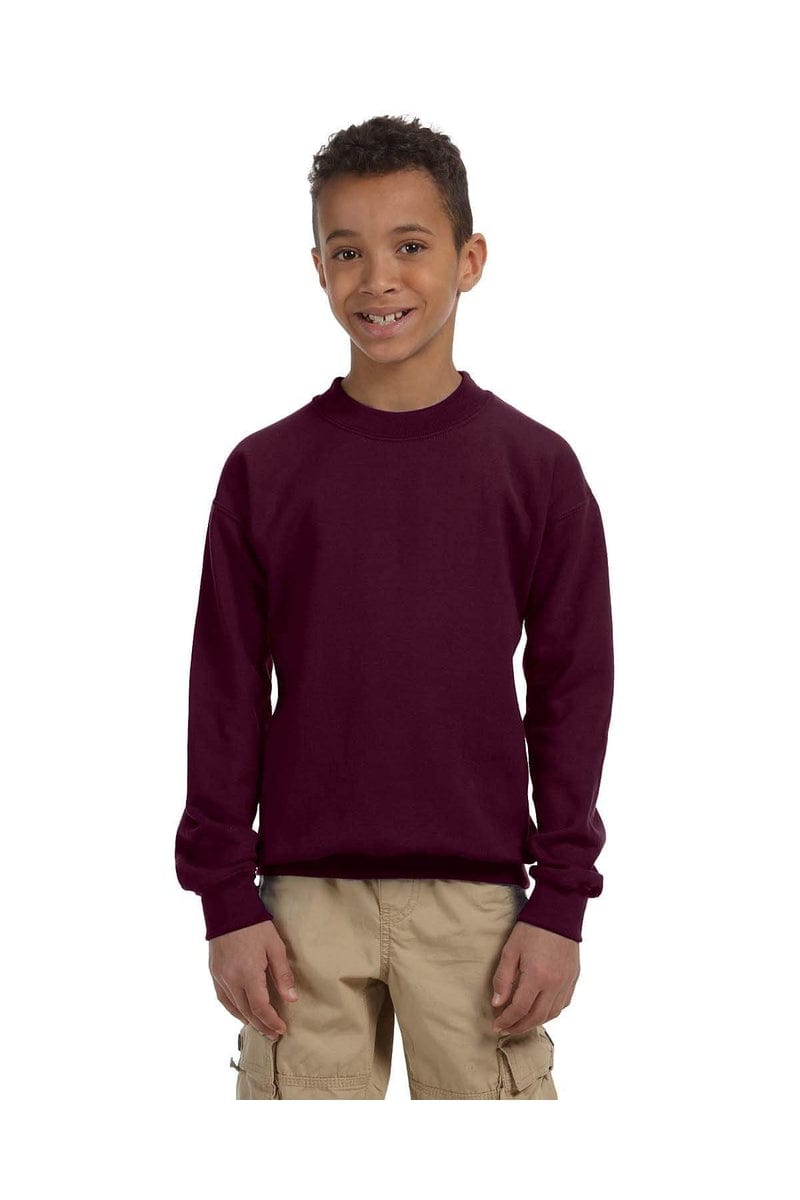 Gildan Sweatshirts/Fleece XS / Maroon Gildan G180B: Youth Unisex Heavy Blend™ 50/50 Fleece Crew
