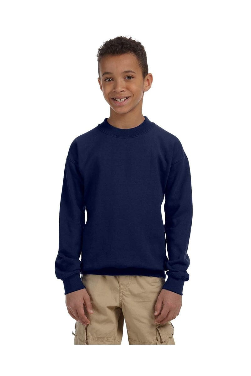 Gildan Sweatshirts/Fleece XS / Navy Gildan G180B: Youth Unisex Heavy Blend™ 50/50 Fleece Crew