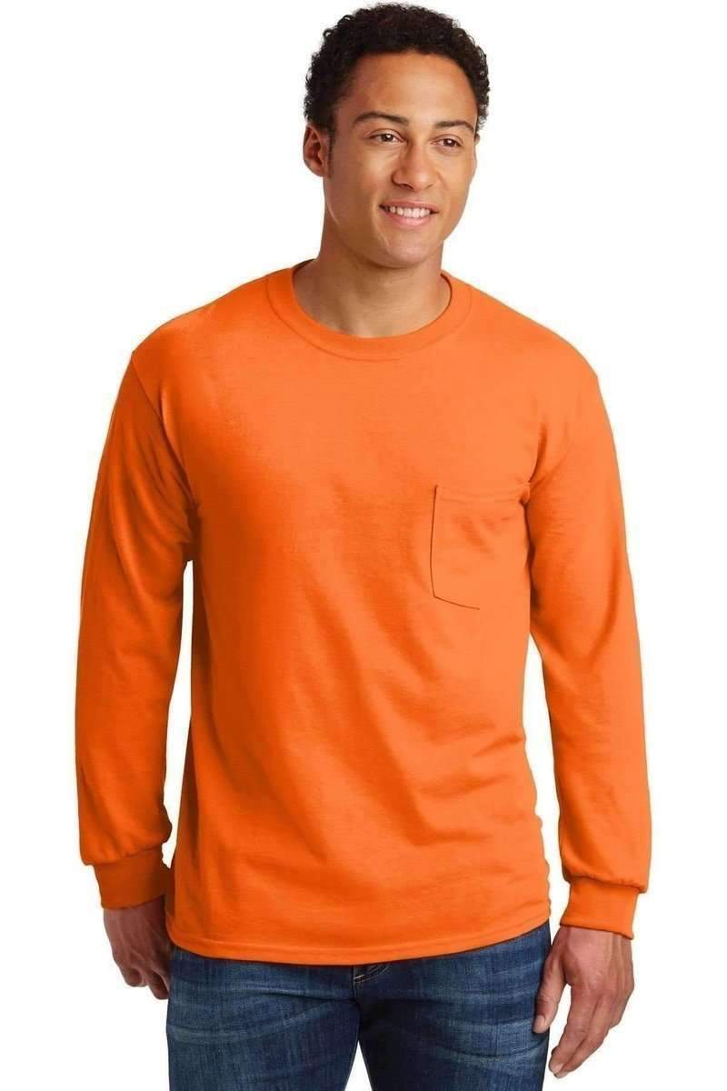 Gildan T-Shirts S / S. Orange Gildan G241: Ultra, 100% Cotton Long Sleeve T-Shirt with Pocket