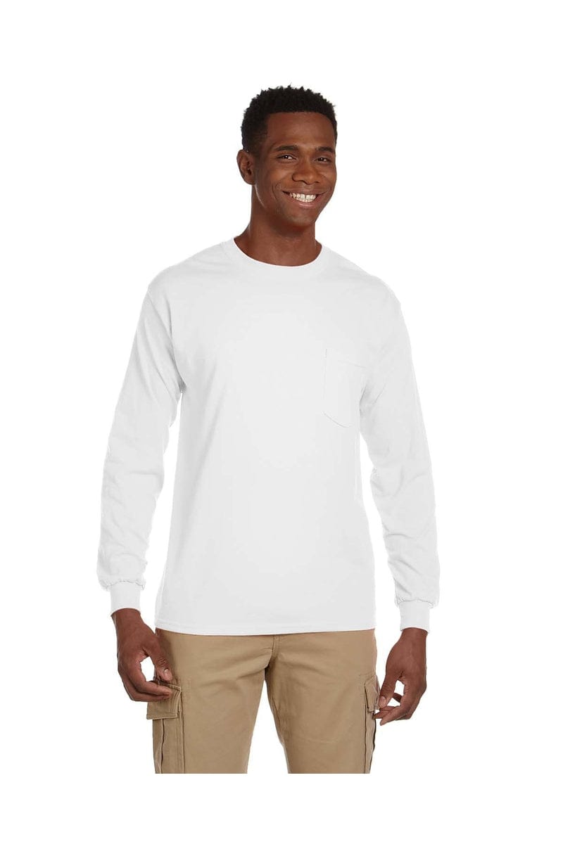 Gildan T-Shirts S / White Gildan G241: Ultra, 100% Cotton Long Sleeve T-Shirt with Pocket