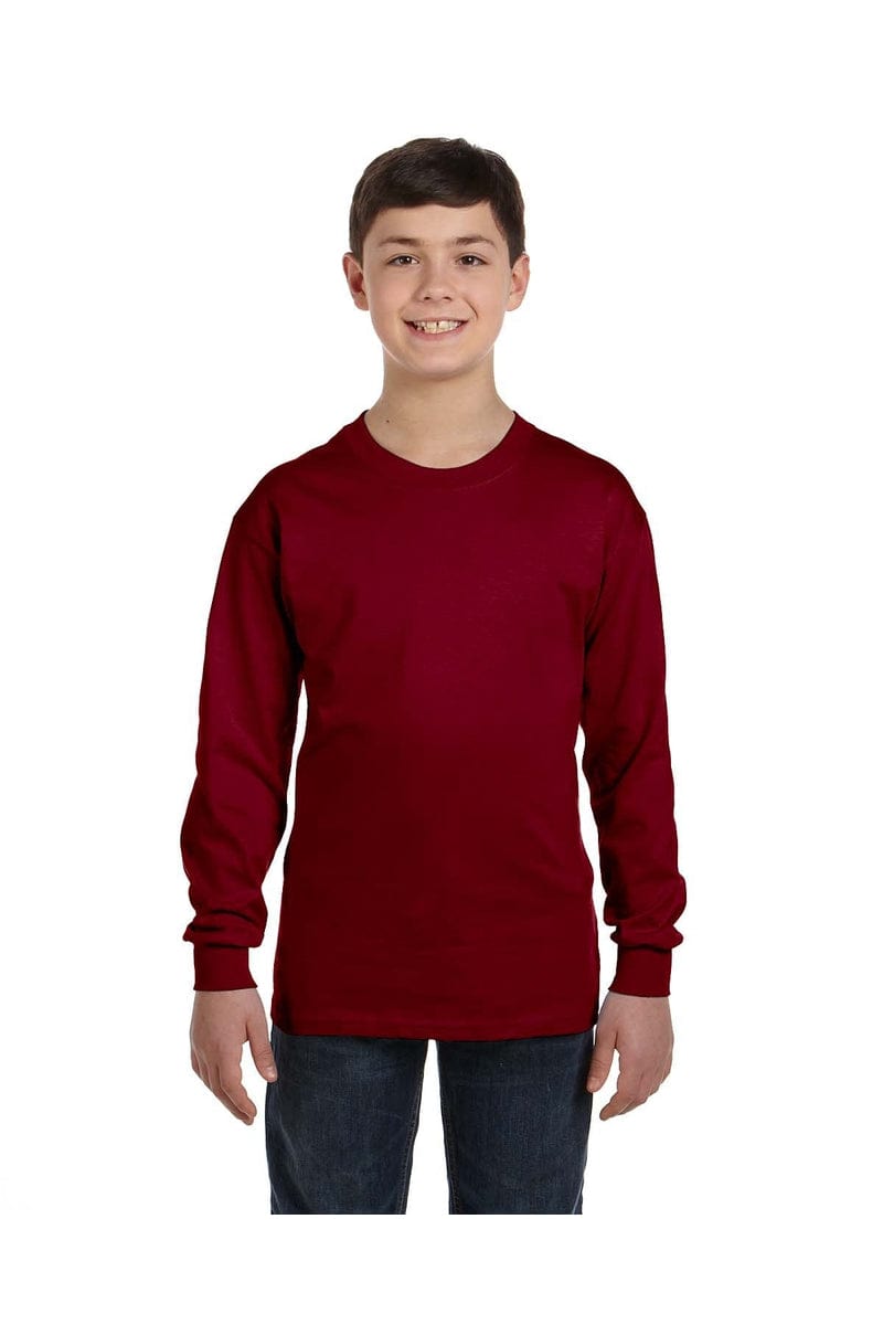 Gildan T-Shirts XS / Garnet Gildan G540B: Youth Heavy Cotton™ Long-Sleeve T-Shirt