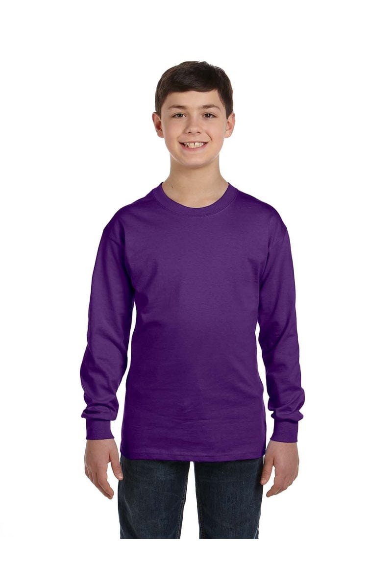 Gildan T-Shirts XS / Purple Gildan G540B: Youth Heavy Cotton™ Long-Sleeve T-Shirt