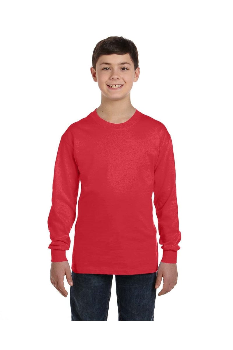Gildan T-Shirts XS / Red Gildan G540B: Youth Heavy Cotton™ Long-Sleeve T-Shirt