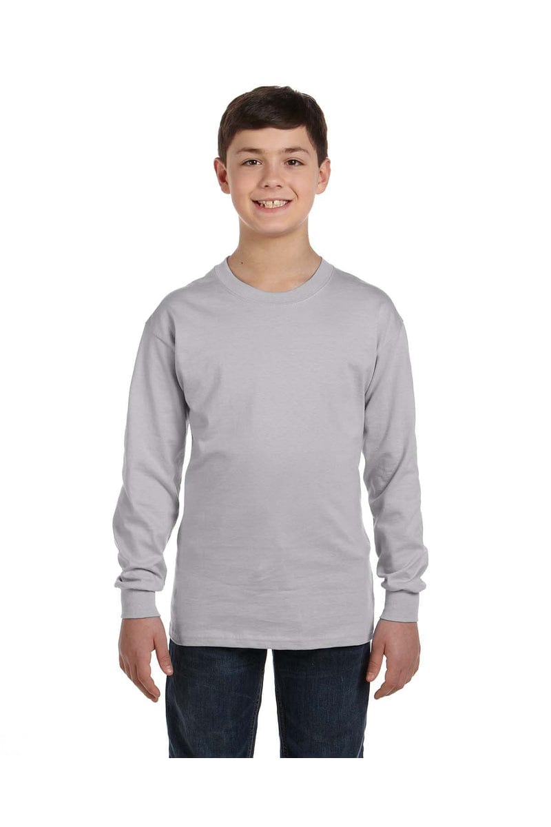 Gildan T-Shirts XS / Sport Grey Gildan G540B: Youth Heavy Cotton™ Long-Sleeve T-Shirt