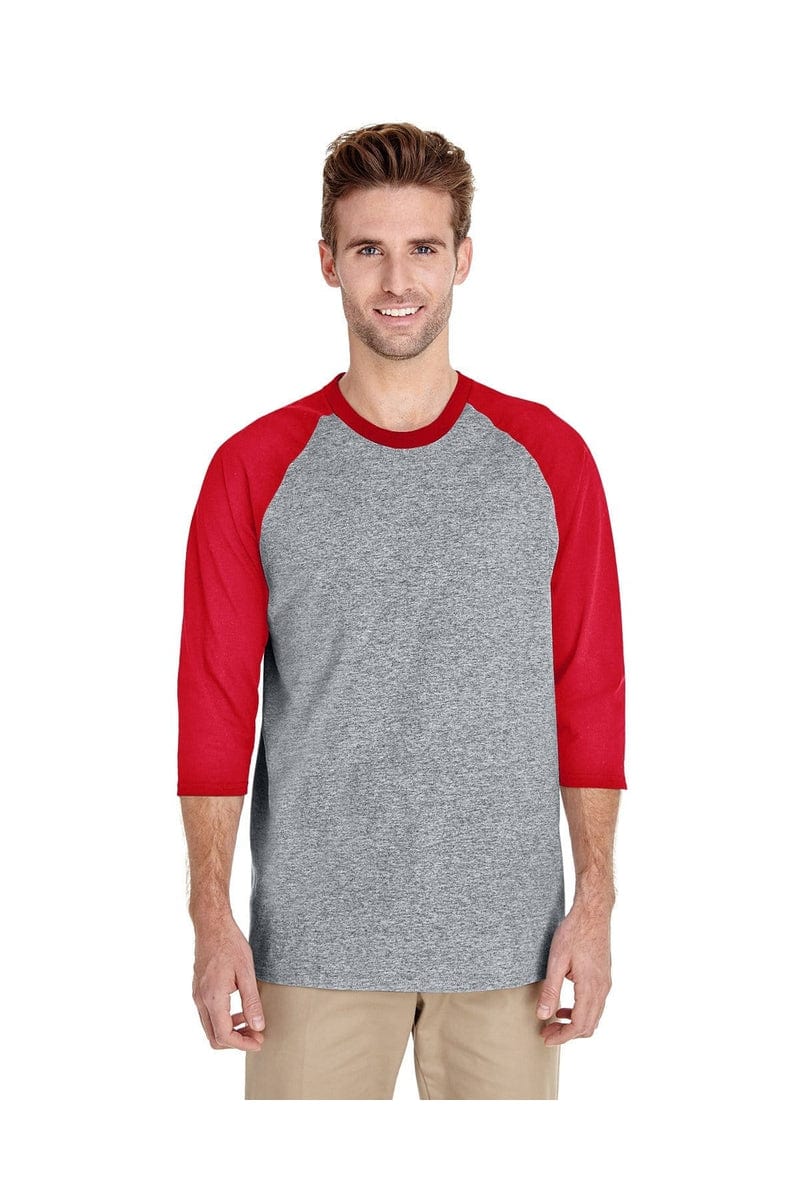 Gildan T-Shirts XS / Sport Grey/ Red Gildan G570: Raglan Shirt
