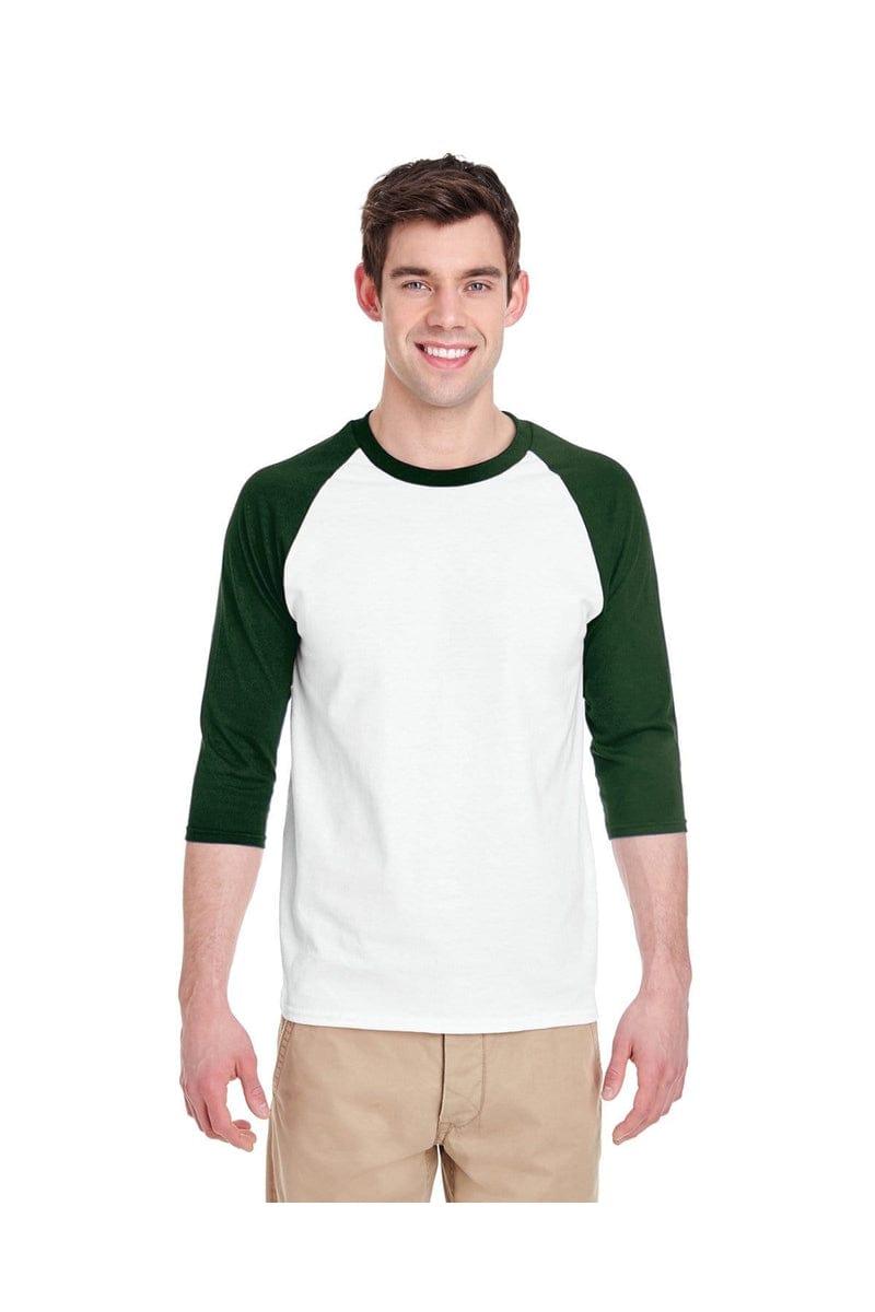 Gildan T-Shirts XS / White/ Forest Gildan G570: Raglan Shirt