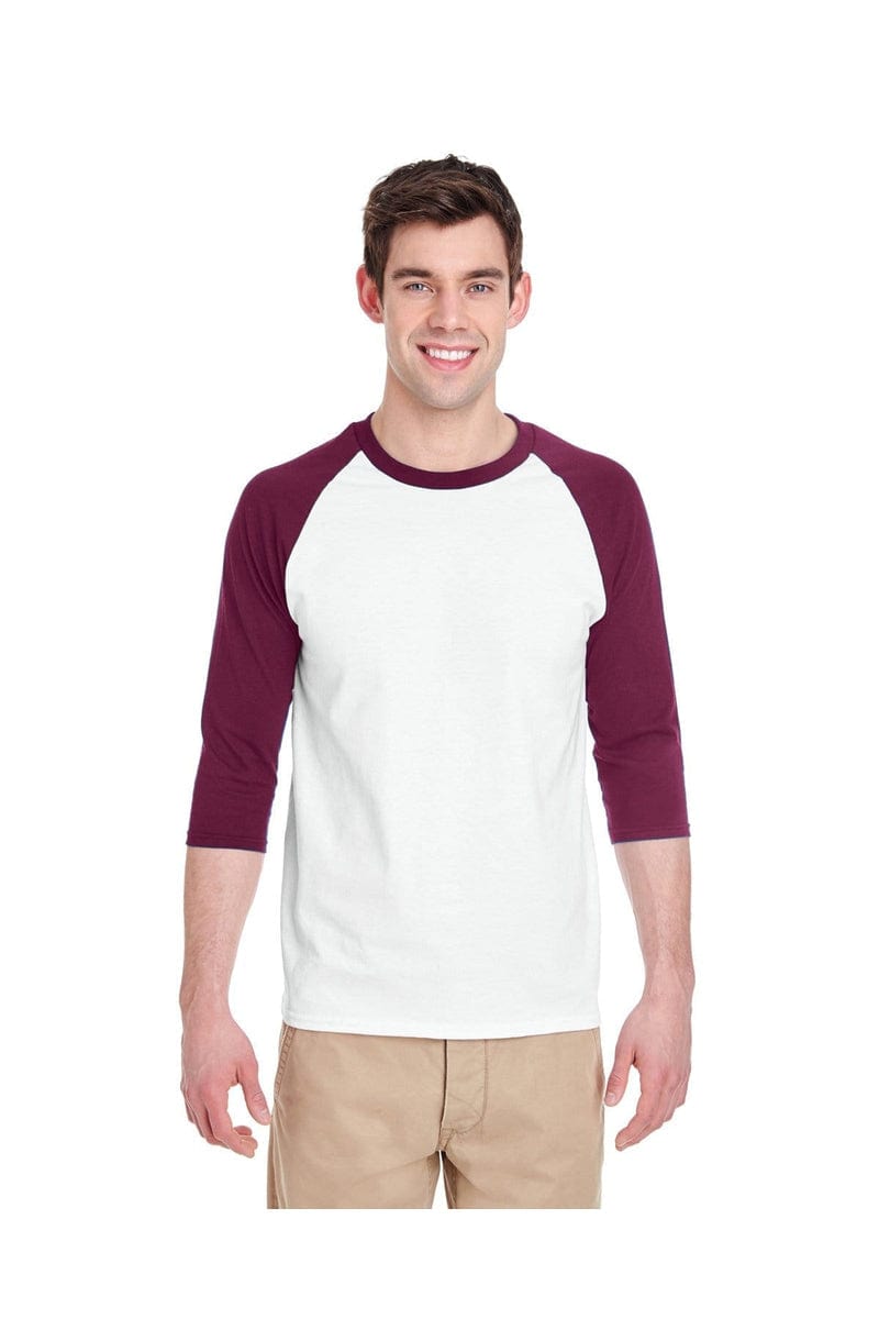Gildan T-Shirts XS / White/ Maroon Gildan G570: Raglan Shirt